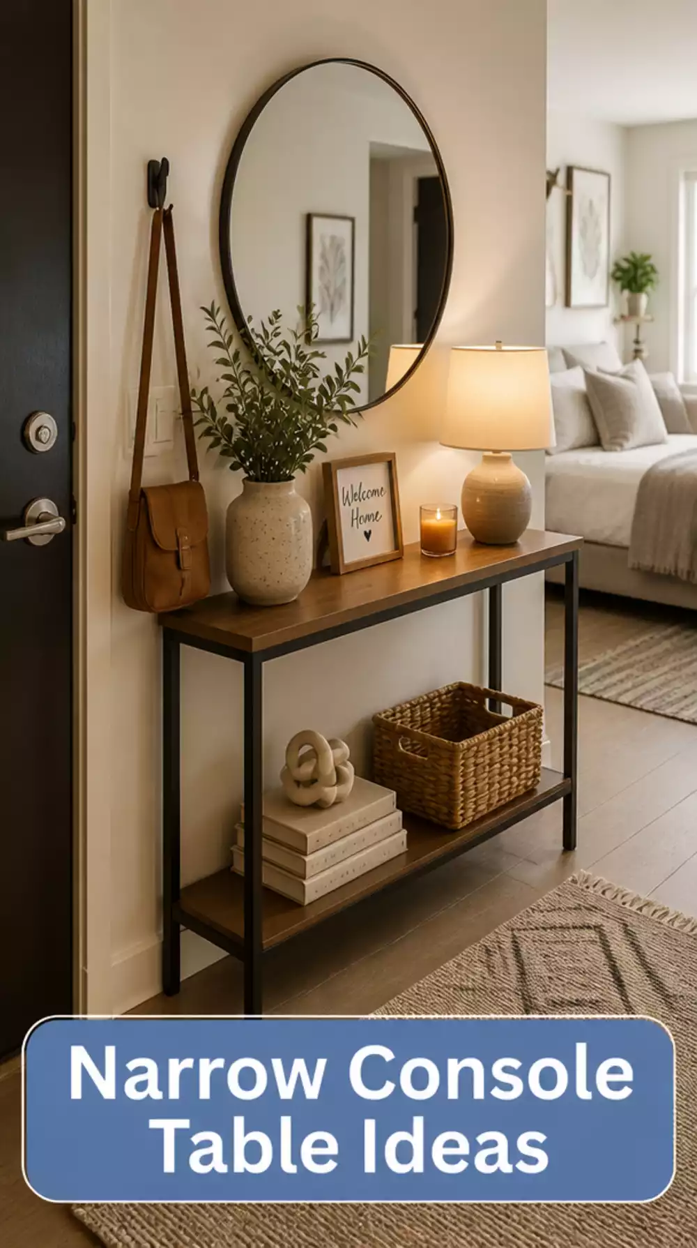 Studio Entryway Narrow Console Table That Sits Just Inside the Front Door