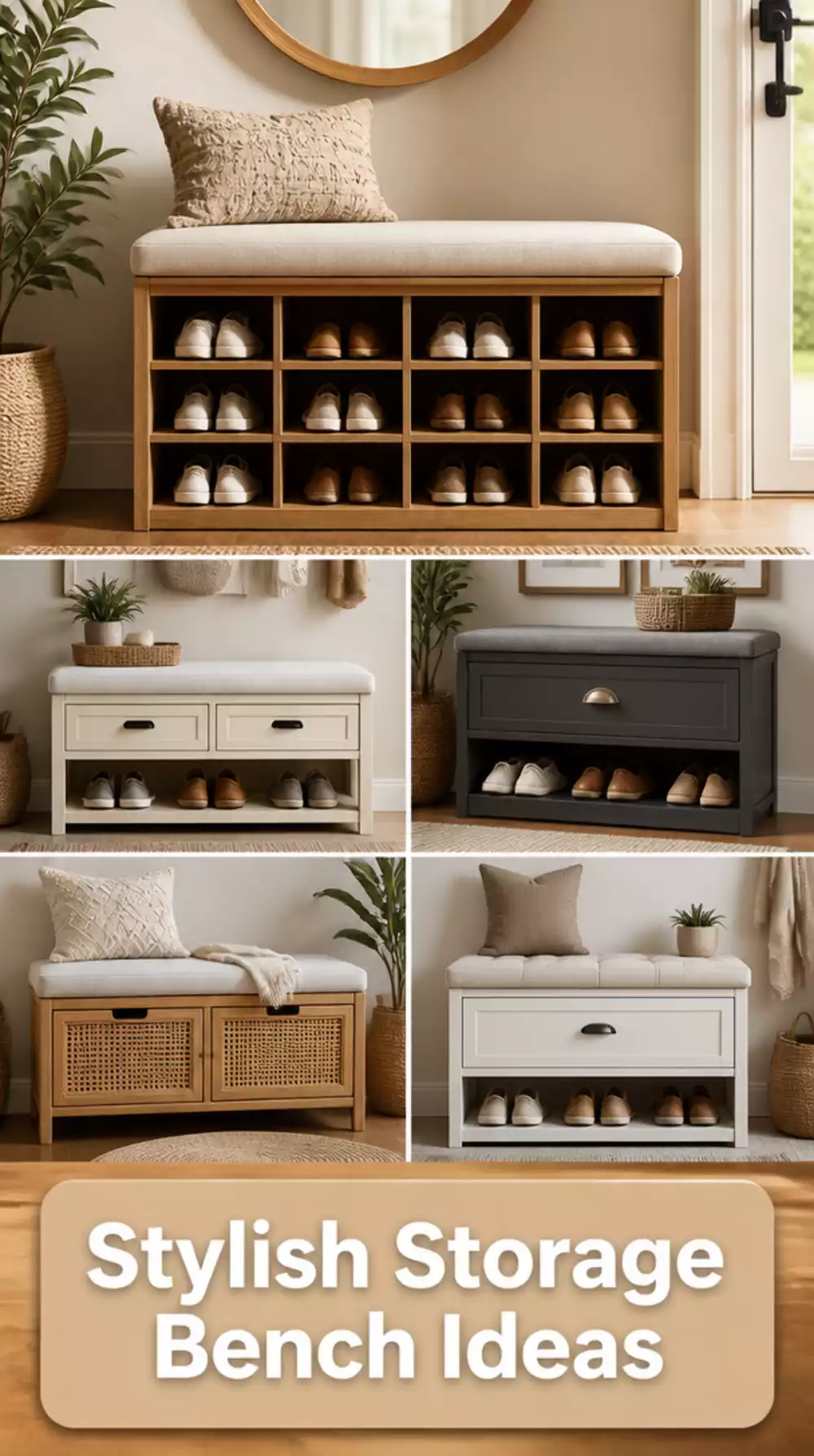 Entryway Shoe Cabinet with a Cushioned Top That Doubles as a Seat