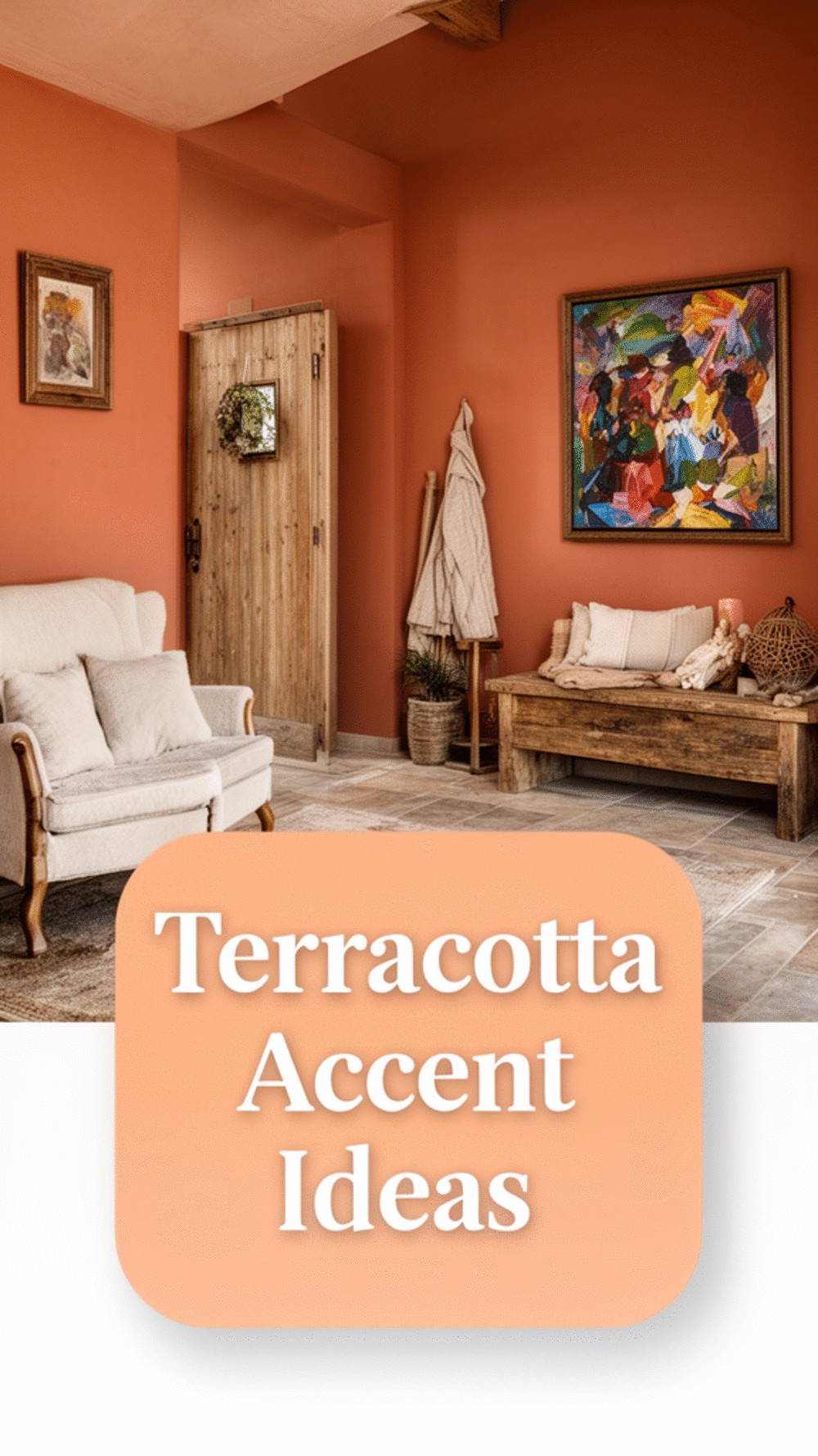 Entryway Terracotta Accent Wall That Adds Warmth Without Being Overpowering