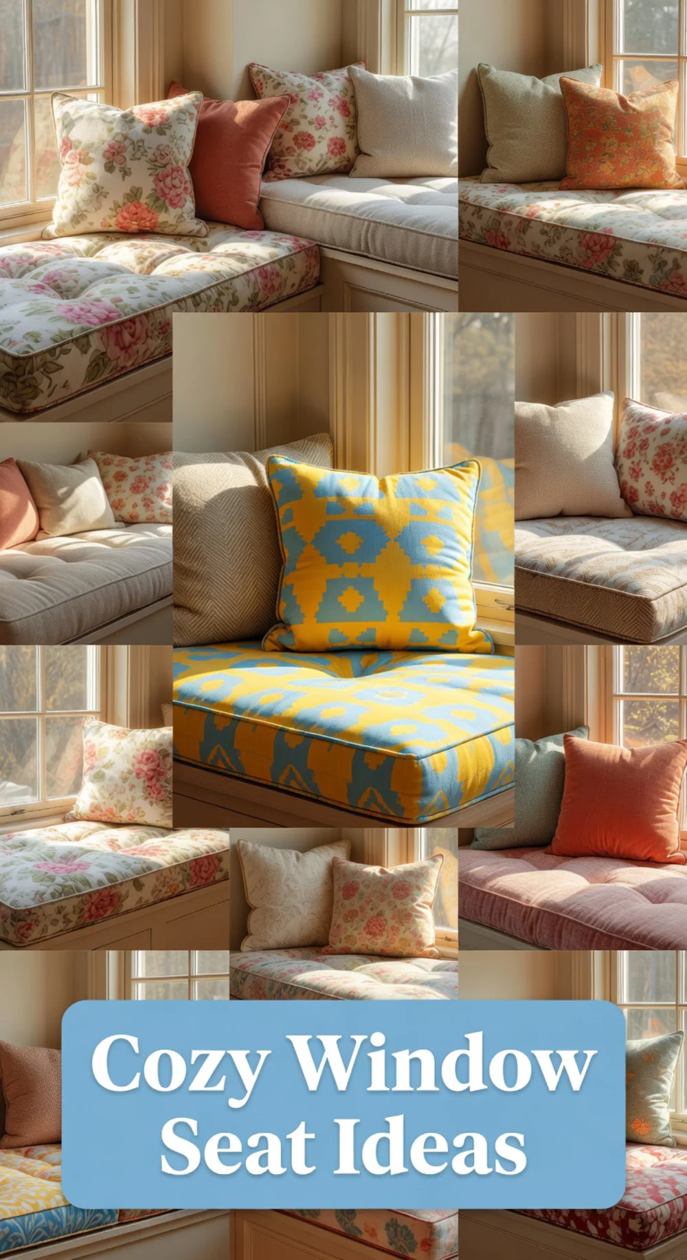 Entryway Window Seat Cushion Fitted to a Built-In Sill Nook Below the Glass
