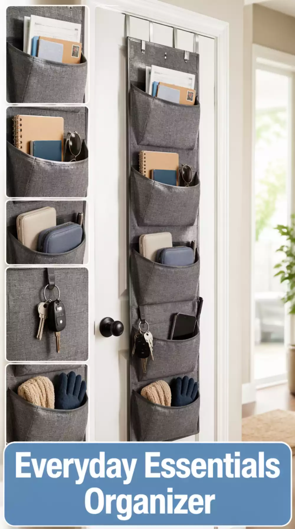 Narrow Hallway Over-Door Organiser with Deep Pockets for Everyday Essentials