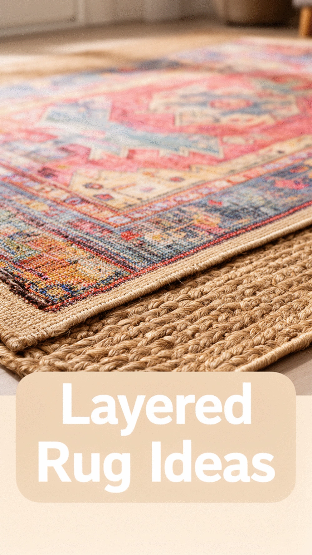 Boho Entryway Layered Rug with a Jute Base and a Woven Kilim on Top
