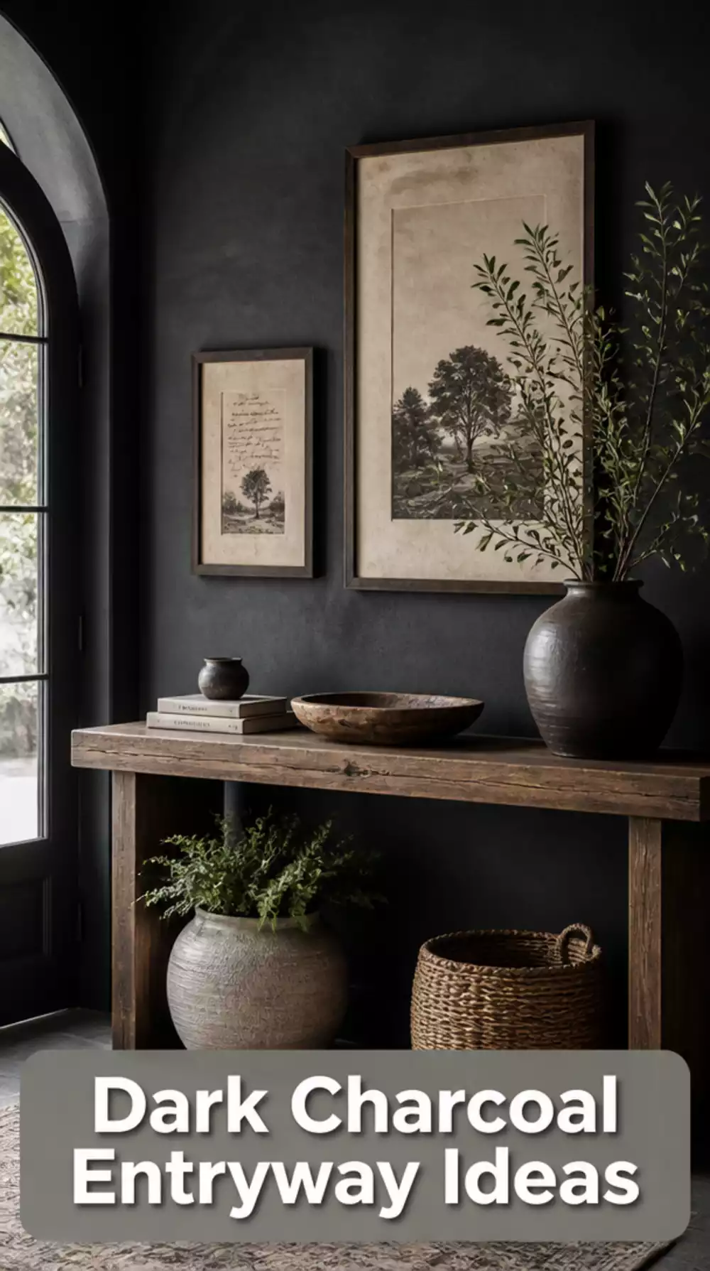 Entryway Dark Charcoal Limewash Wall That Adds Depth Without Feeling Flat