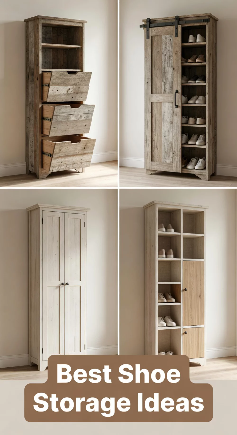 Slim Entryway Shoe Cabinet That Hides Footwear Behind Closed Doors