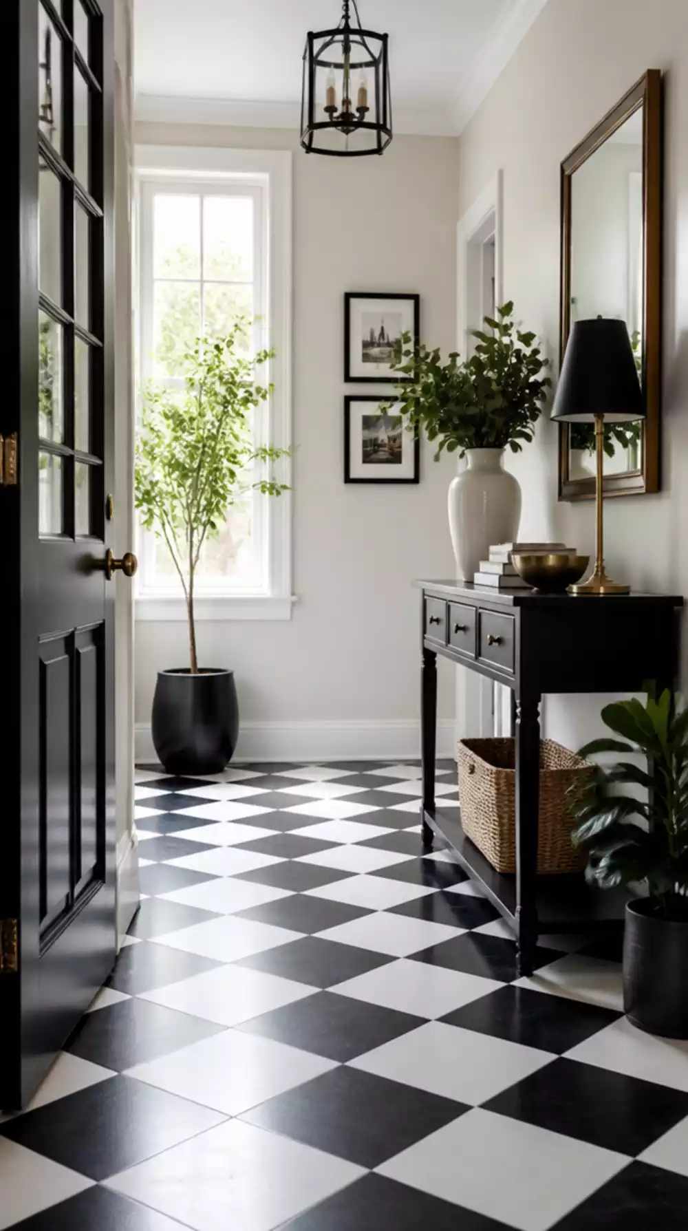 Entryway Black and White Checkerboard Tile That Never Goes Out of Style