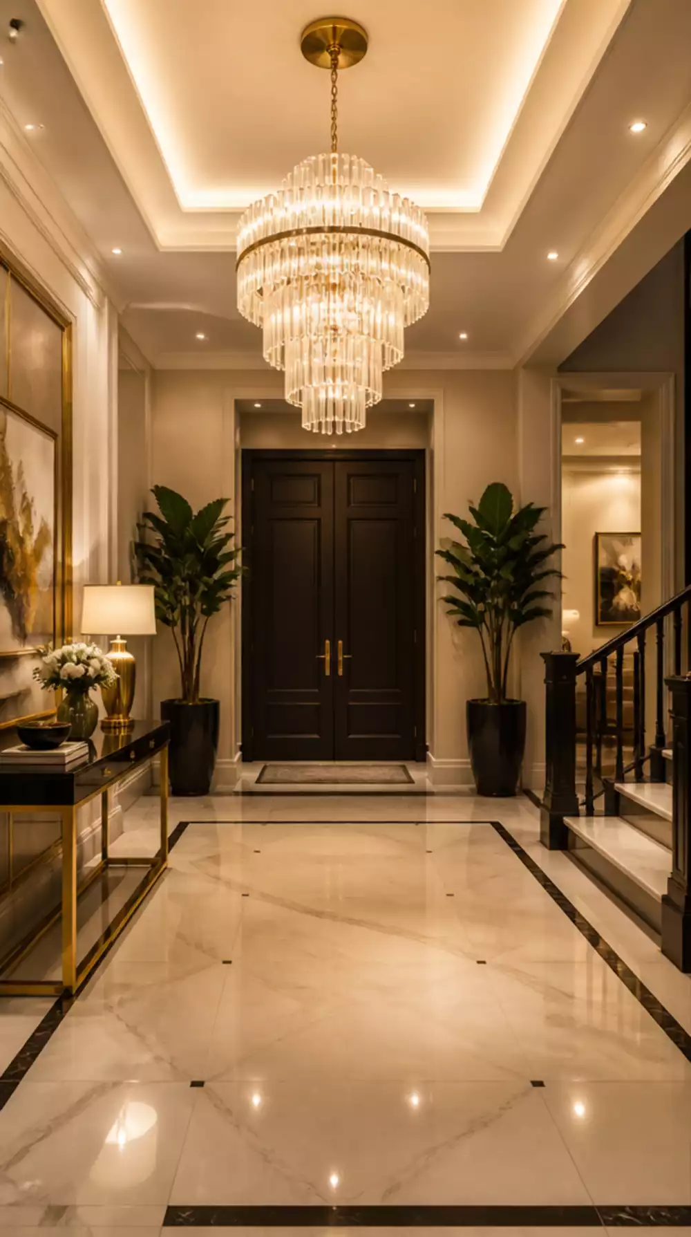 Foyer Statement Chandelier That Draws the Eye Straight Up on Entry