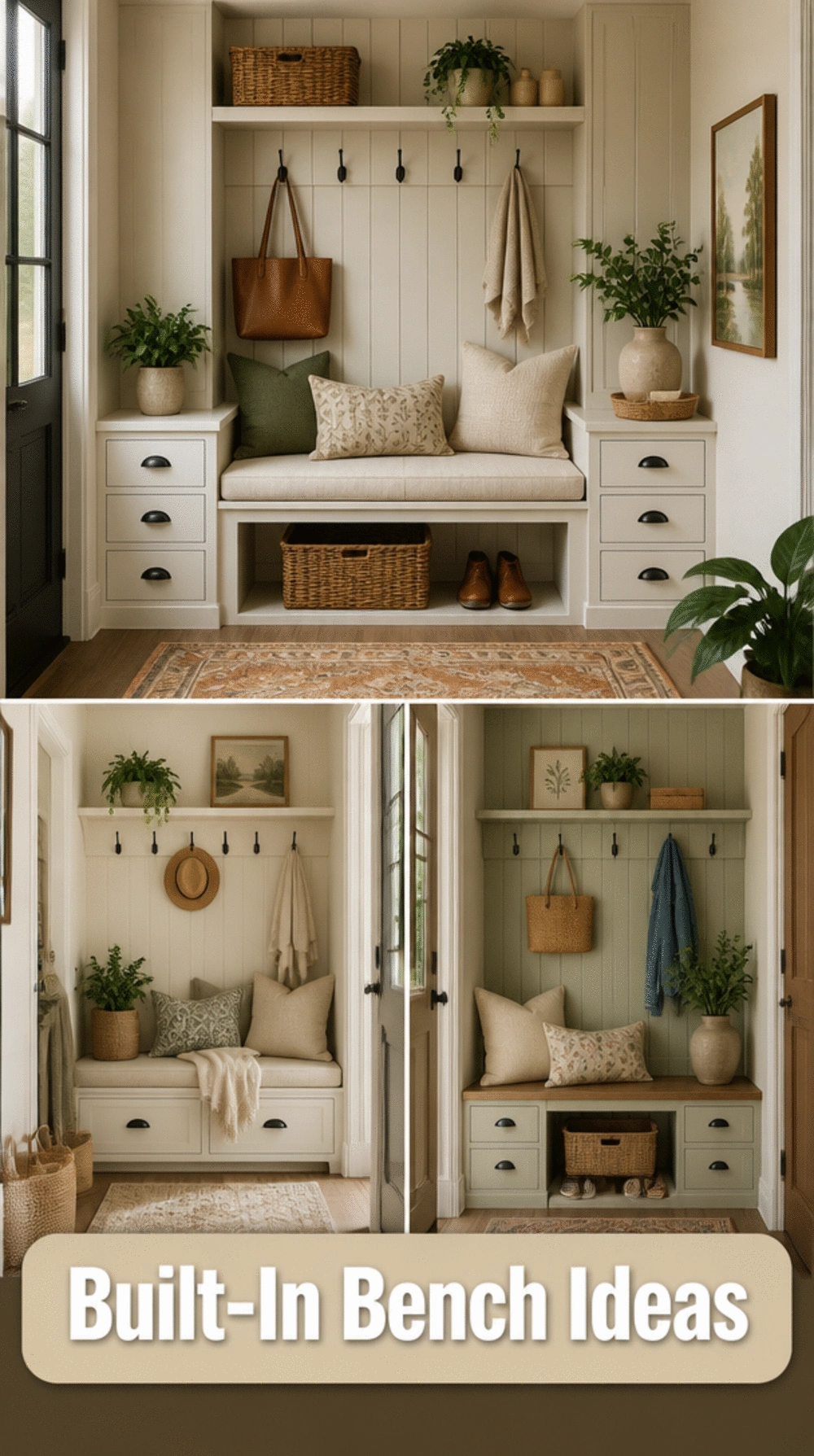 Built-In Entryway Bench Nook with Storage Drawers on Both Sides