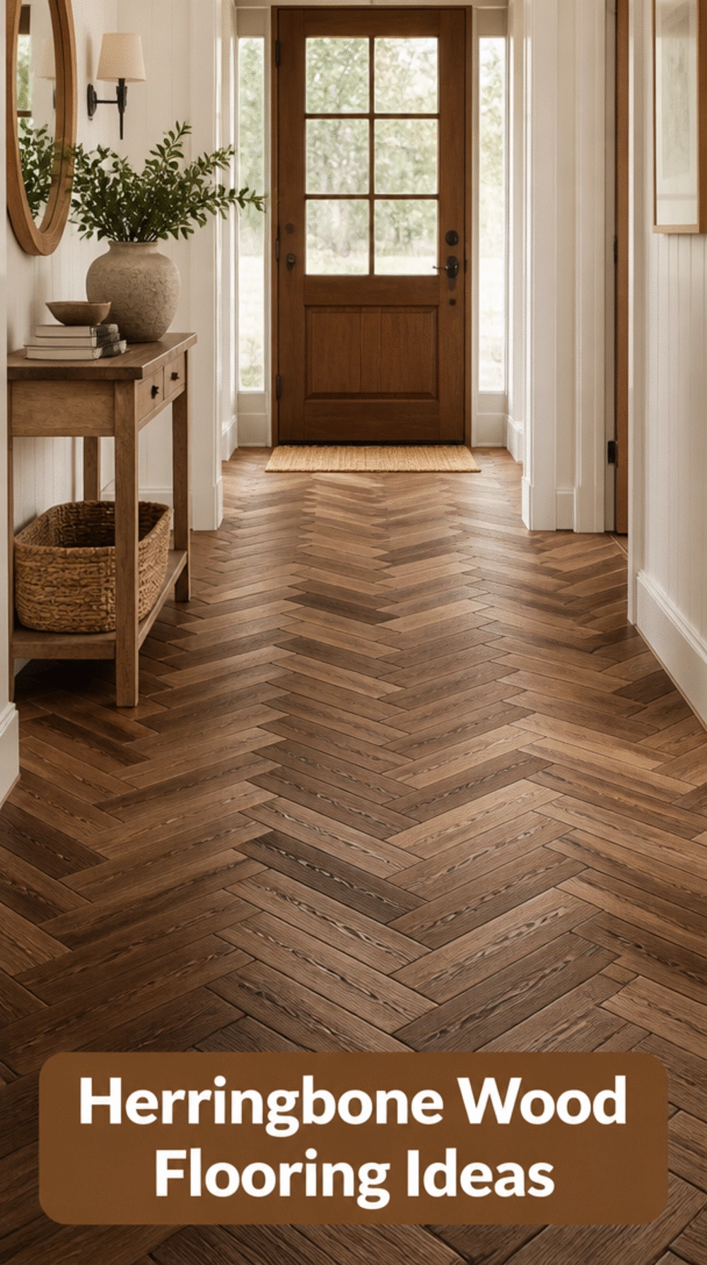 Entryway Herringbone Wood Floor That Adds Detail Without Extra Furniture