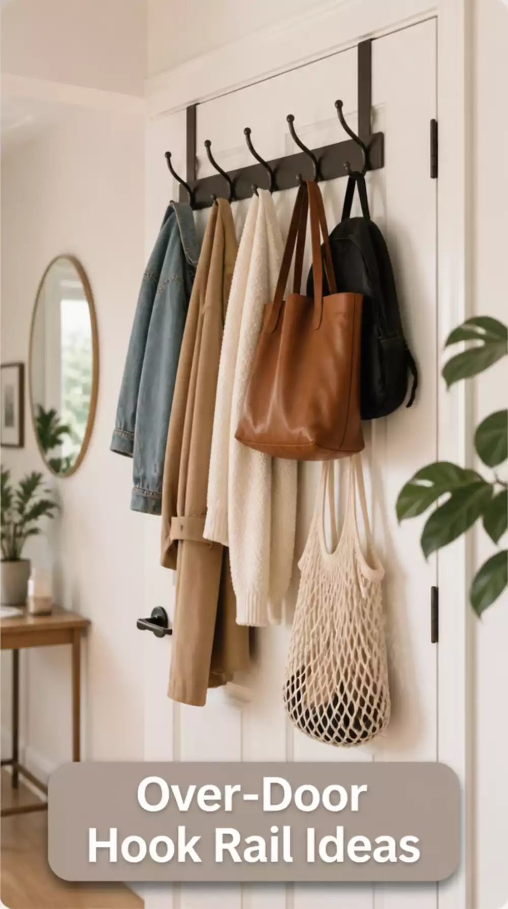 Entryway Over-Door Hook Rail That Works on Any Rental Door Frame