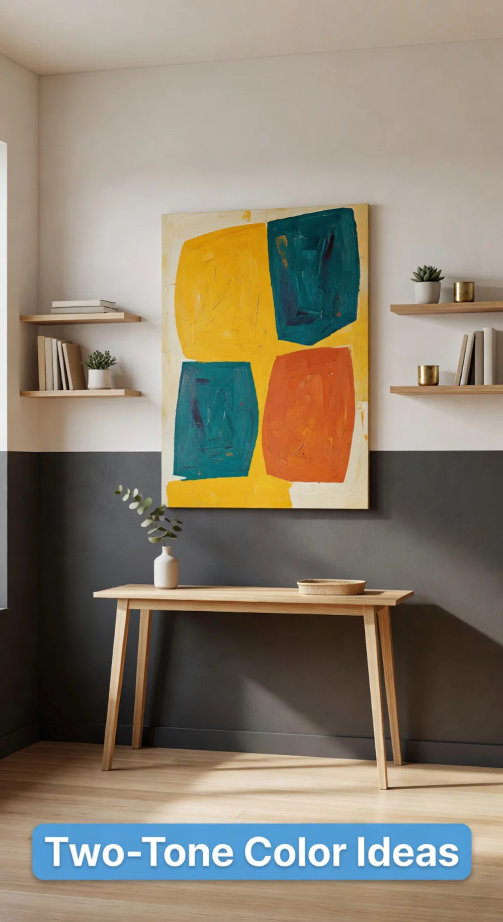 Entryway Two-Tone Color Scheme with a Darker Lower Half and Lighter Top