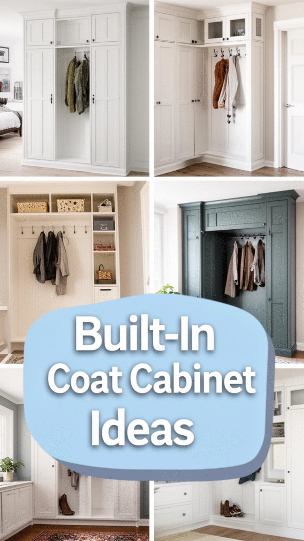 Built-In Entryway Coat Cabinet with Door Hooks and a Paneled Front