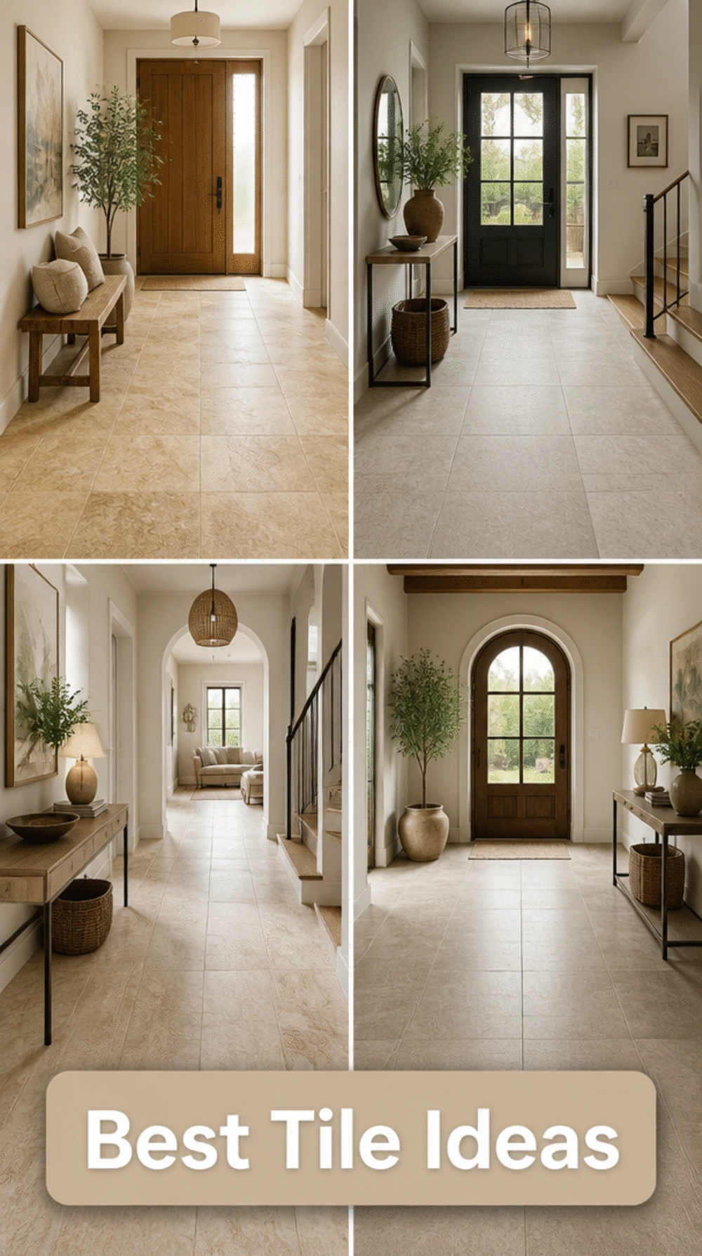 Entryway Large-Format Porcelain Tile in a Warm Stone or Greige Finish