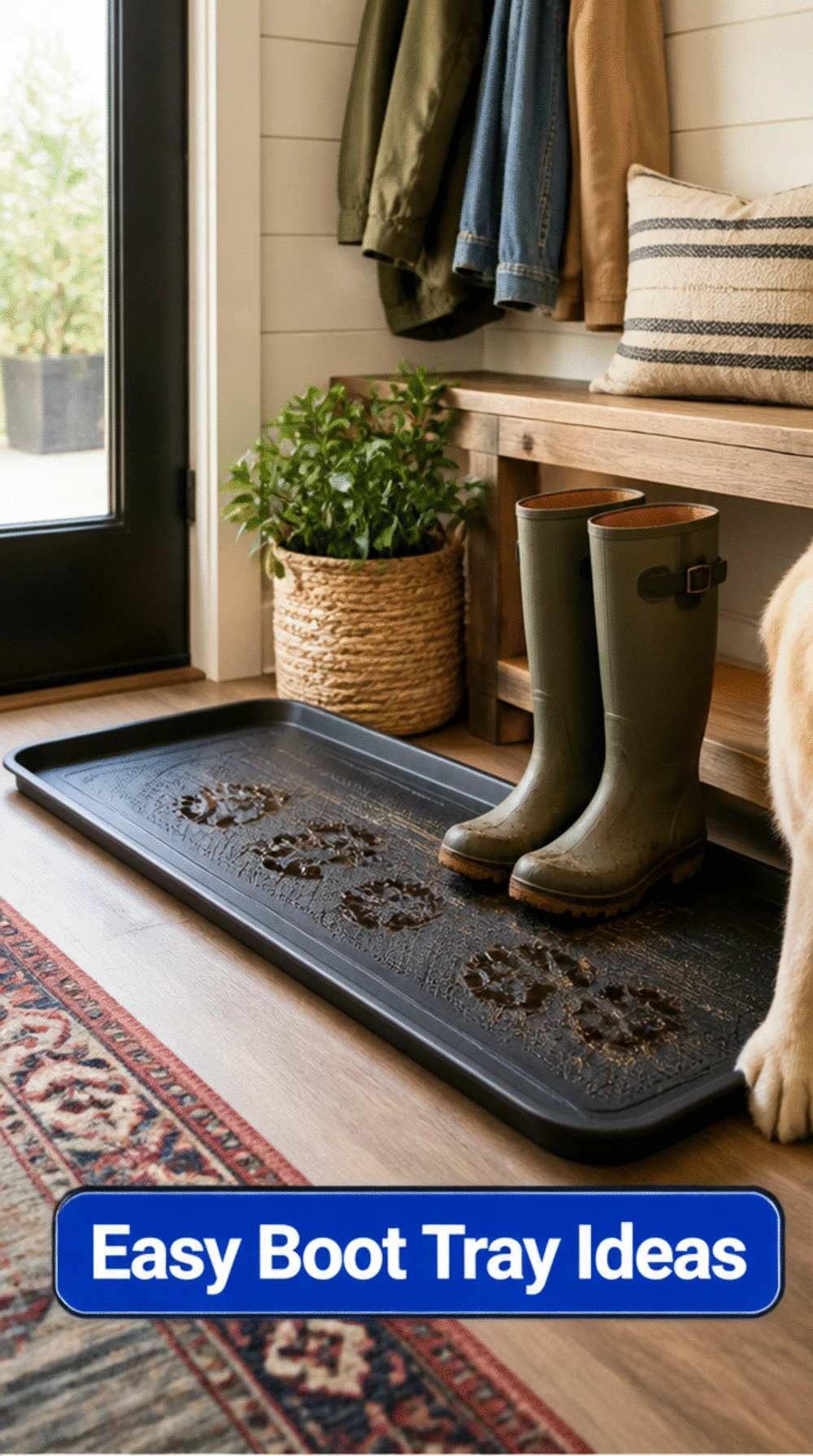 Entryway Waterproof Boot Tray That Catches Muddy Paws Before They Spread