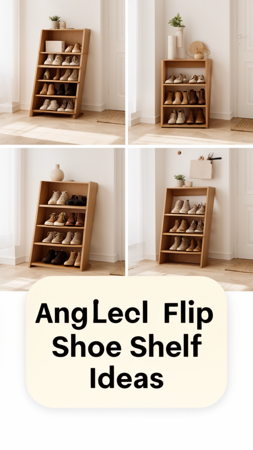 Entryway Angled Flip Shoe Shelf That Holds Three Pairs Per Compartment