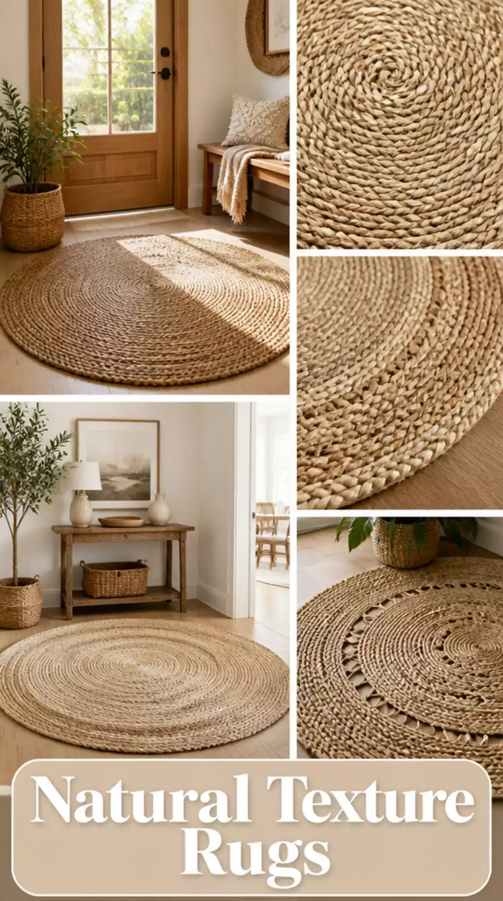 Round Entryway Rug in a Jute or Seagrass Weave for Natural Texture