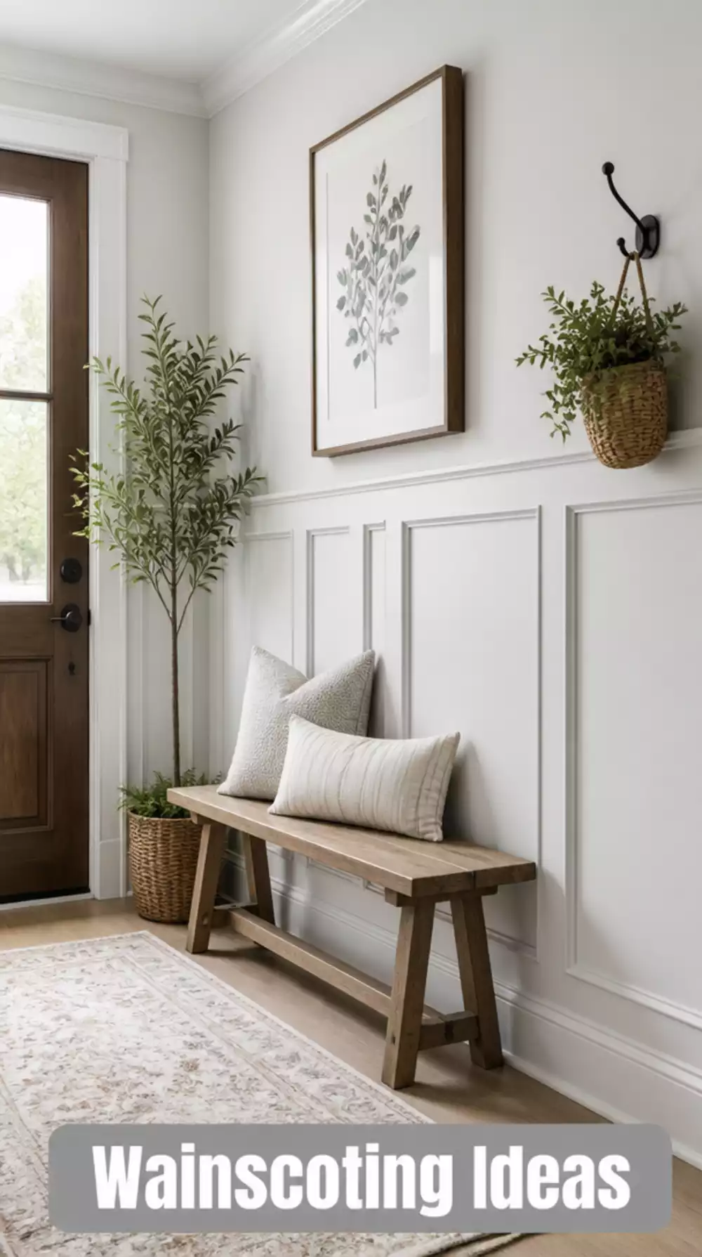Entryway Wainscoting Panel That Adds Architectural Detail to a Plain Wall