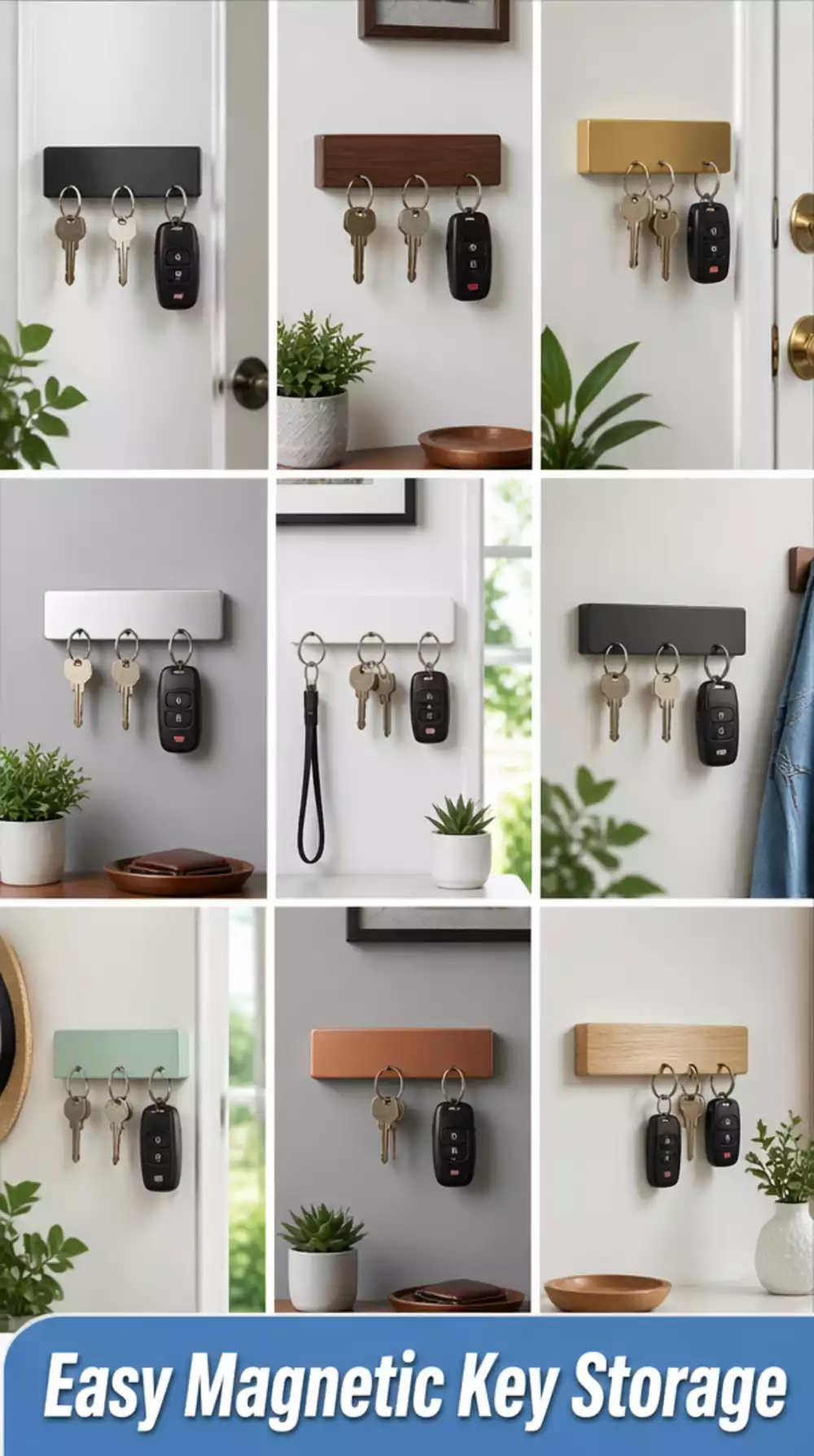 Narrow Entryway Magnetic Key Strip That Mounts Without a Single Drill Hole