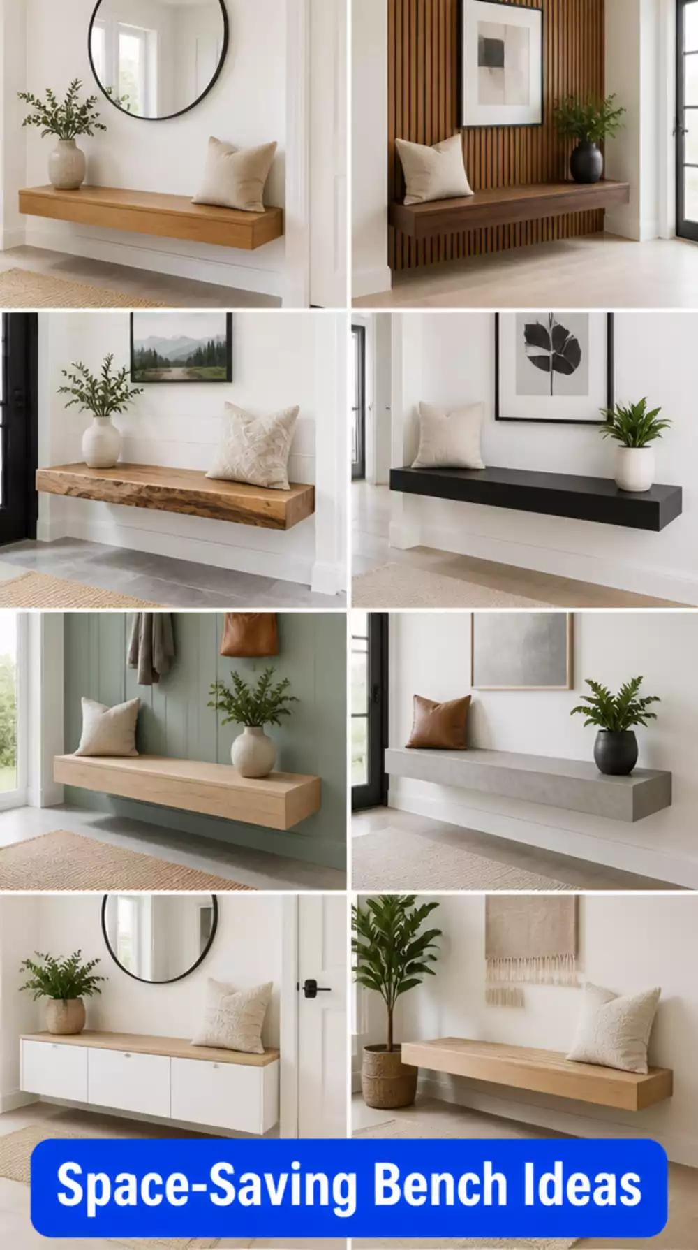 Floating Entryway Bench That Mounts to the Wall to Free Up Floor Space