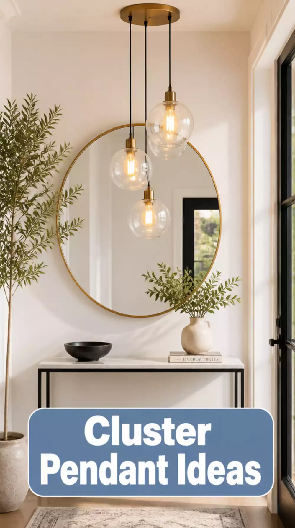 Entryway Cluster Pendant with Three Bulbs at Different Drop Heights