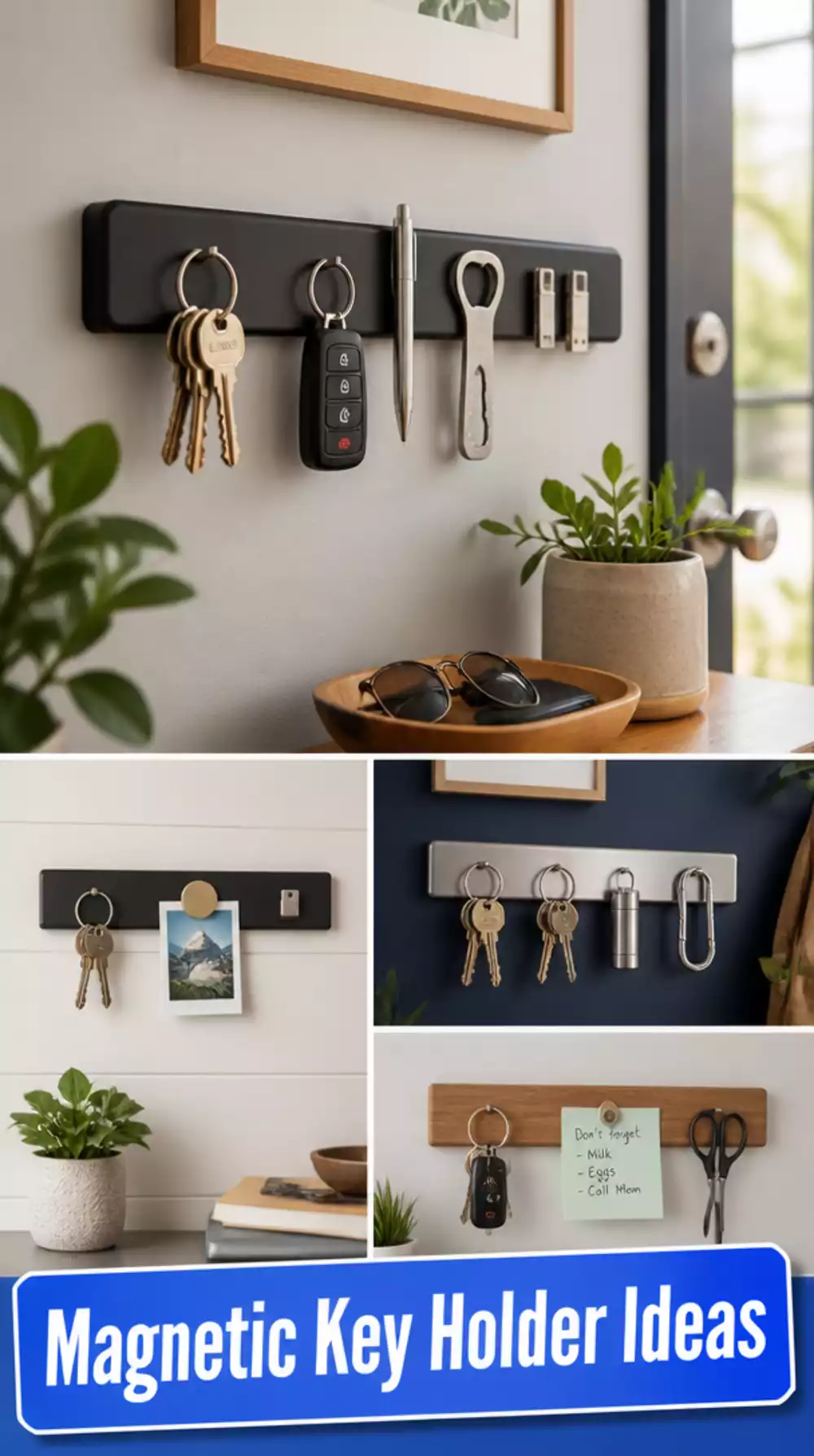Apartment Entryway Magnetic Wall Strip That Holds Keys and Small Metal Items