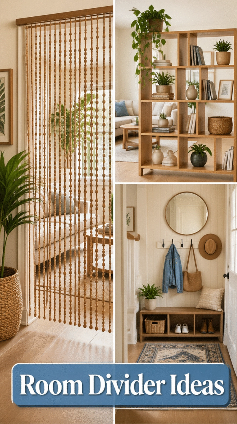 Entryway Room Divider Shelf That Separates the Entry from the Living Area