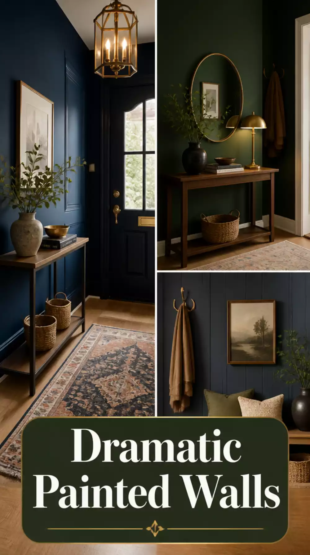 Entryway Deep Navy or Forest Green Painted Wall for a Dramatic First Look