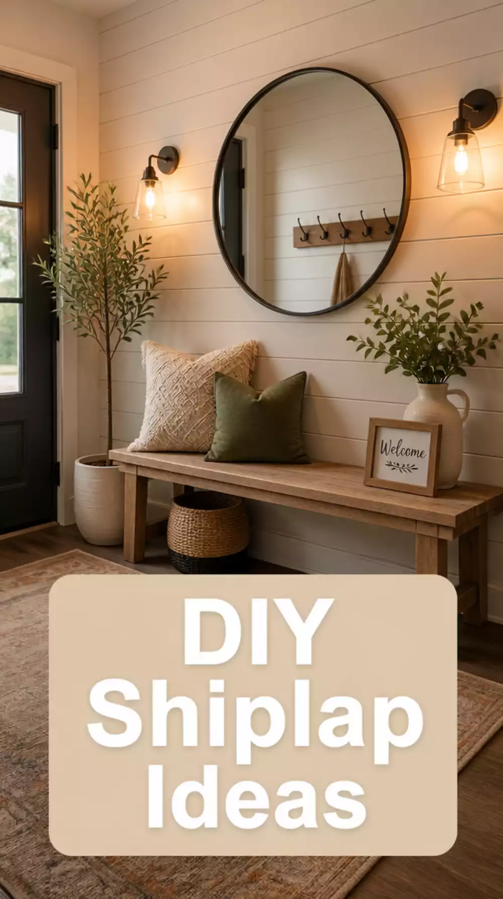DIY Entryway Shiplap Accent Wall Built with Tongue-and-Groove Pine Boards