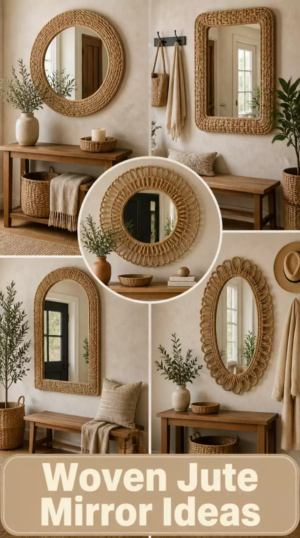 Entryway Woven Jute-Wrapped Mirror That Adds Texture Without Bulk