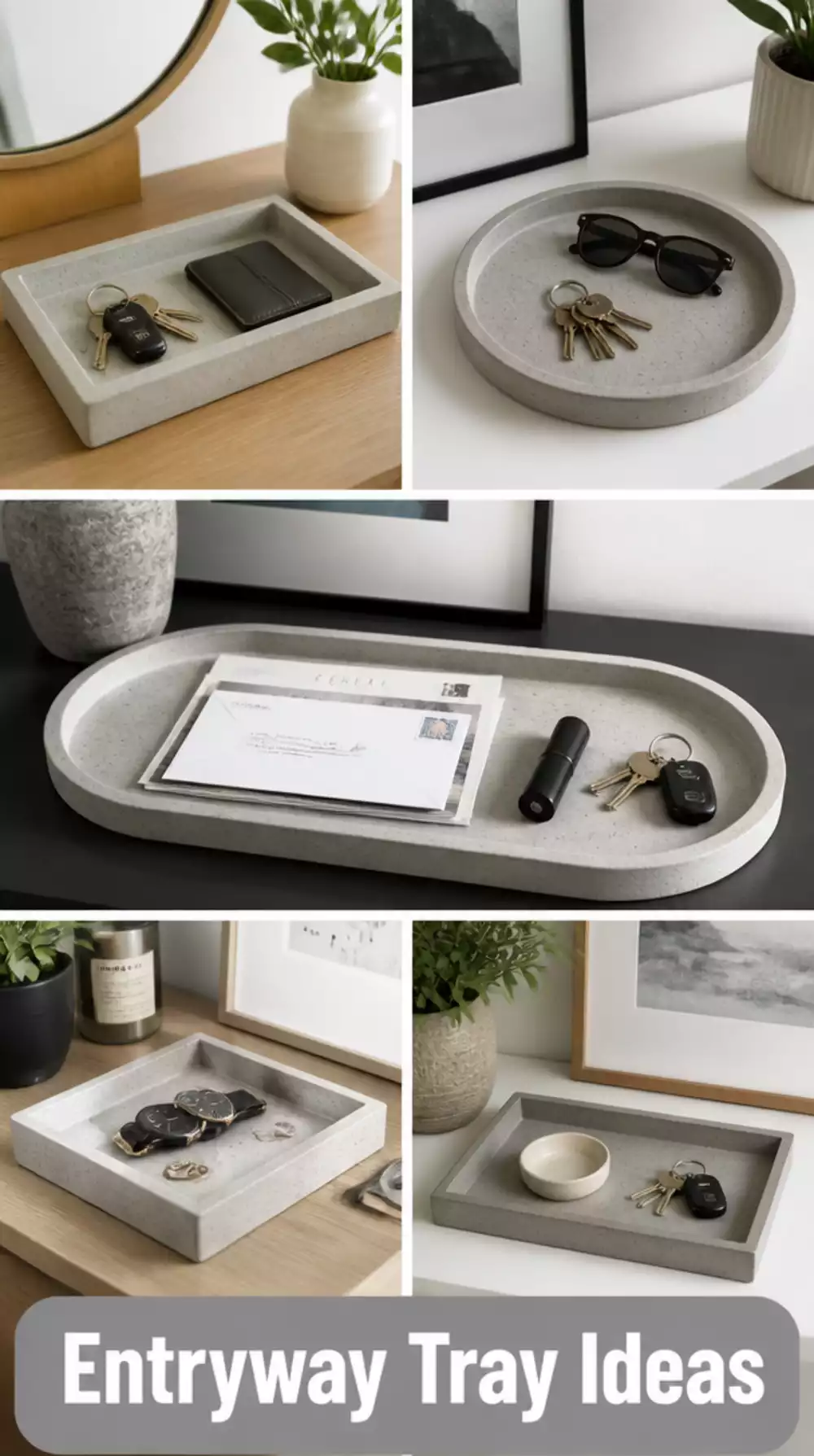 Entryway Concrete Tray That Corrals Small Items Without Looking Busy