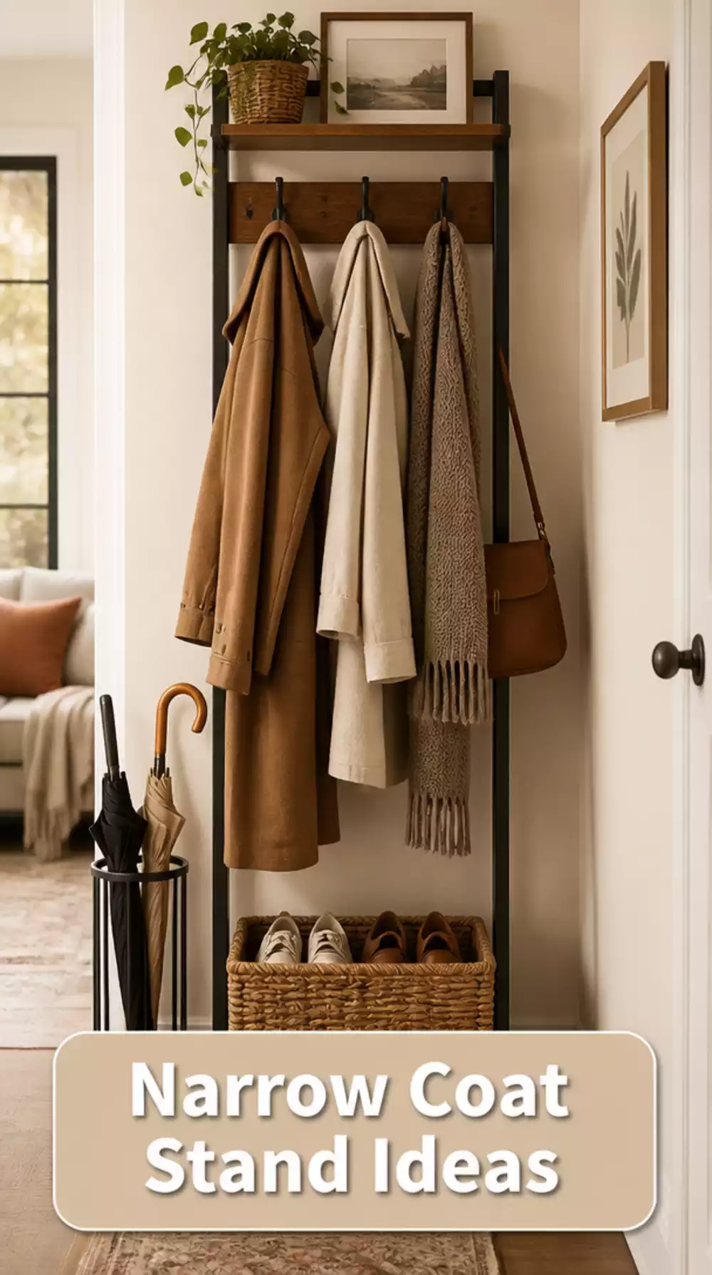 Narrow Entryway Coat Stand That Takes Up Almost No Floor Space