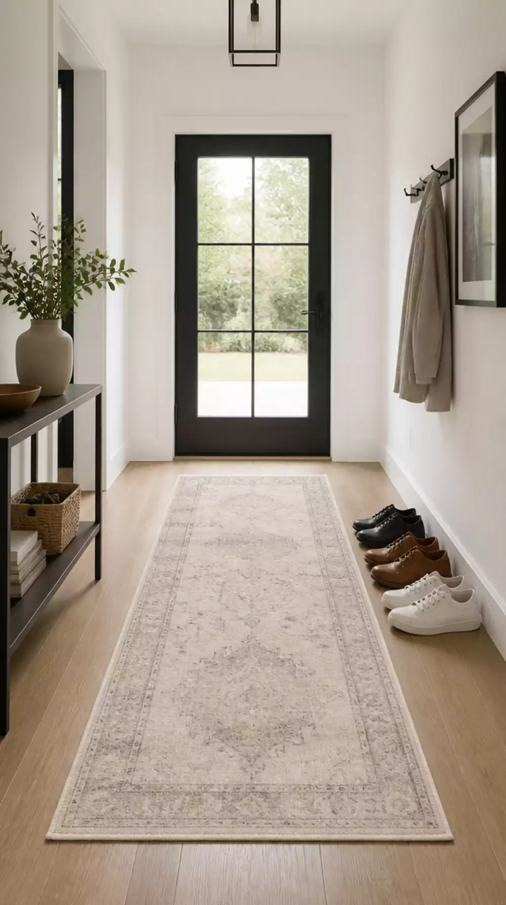 Entryway Washable Rug in a Neutral Tone That Handles Muddy Foot Traffic