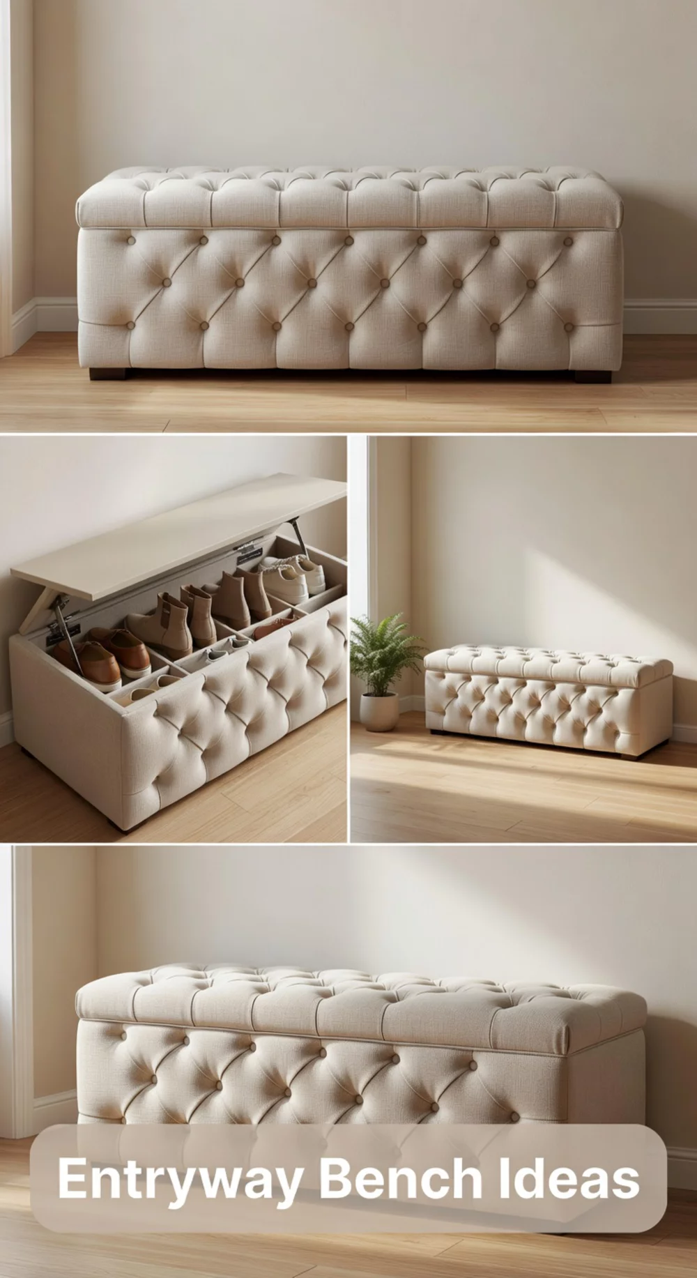 Entryway Bench with Hidden Shoe Storage Underneath the Seat