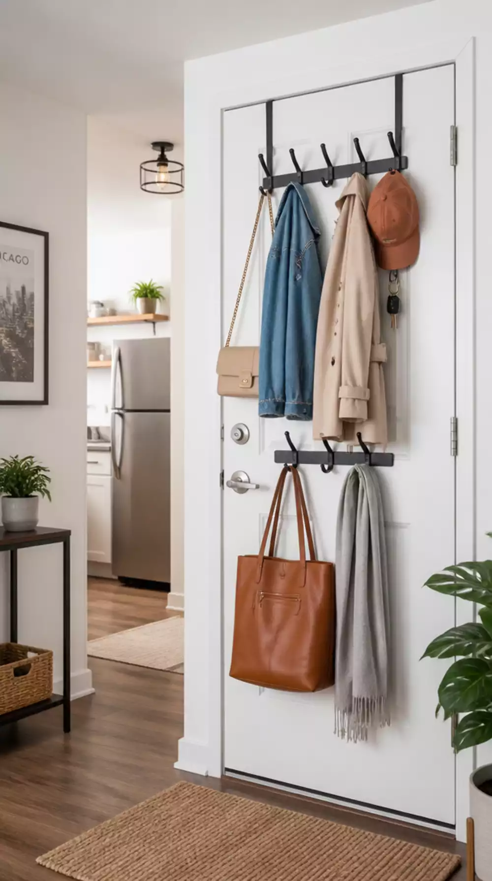 Studio Entryway Over-Door Hook Organiser That Works Without Any Wall Space