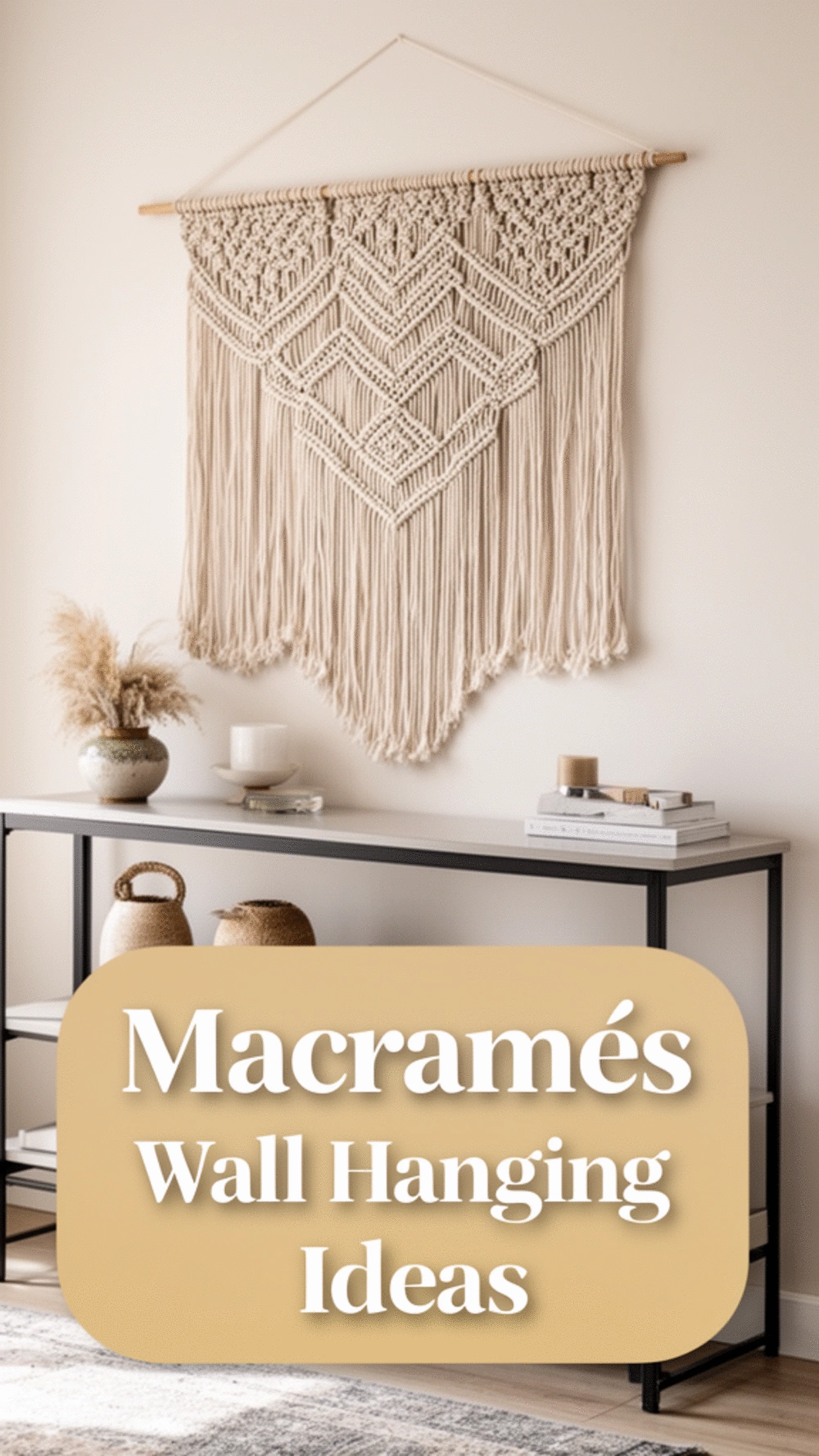 Entryway Macramé Wall Hanging That Fills a Blank Wall with Warm Texture