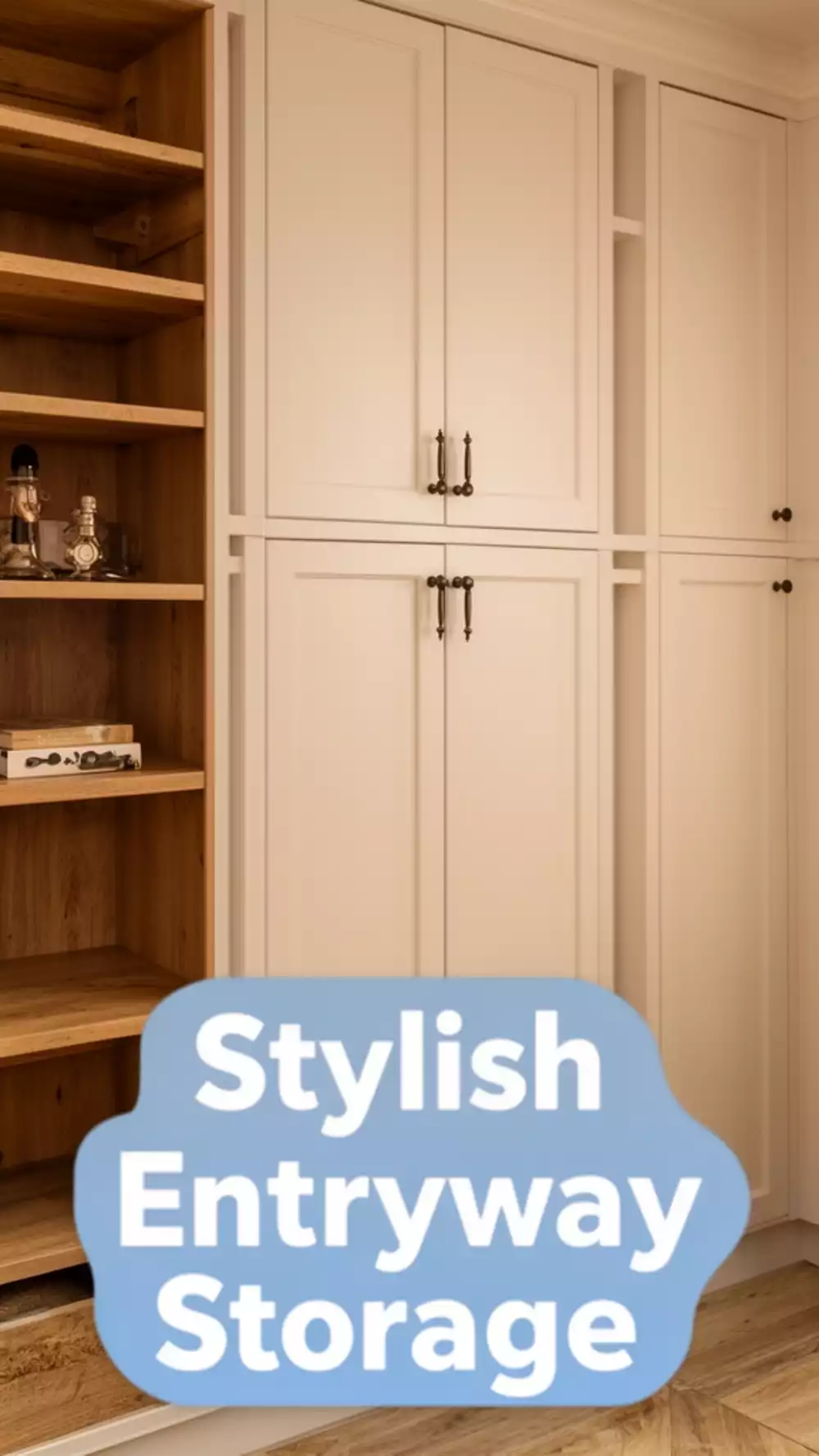 Entryway Fitted Cabinet in a Shaker Style That Runs Floor to Ceiling