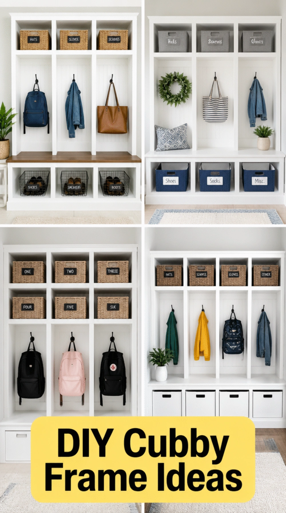DIY Mudroom Cubby Frame Built from MDF Boards and Painted Crisp White