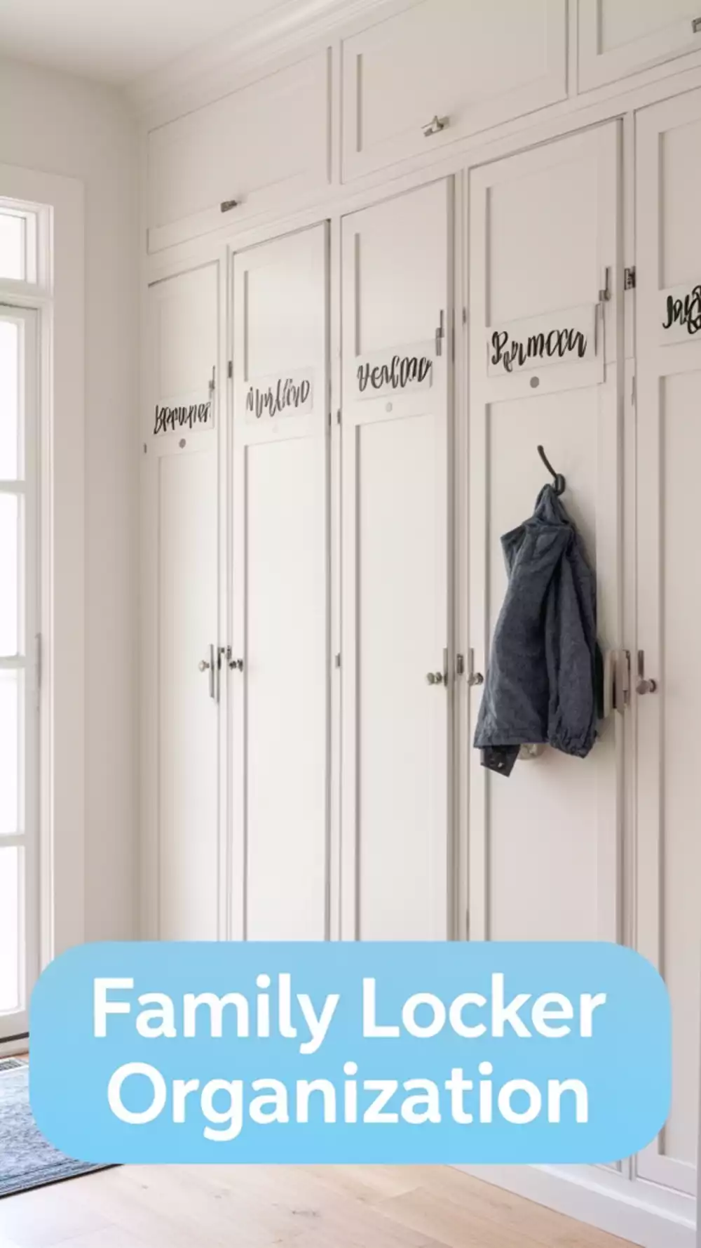 Entryway Built-In Locker System with Individual Doors for Each Family Member