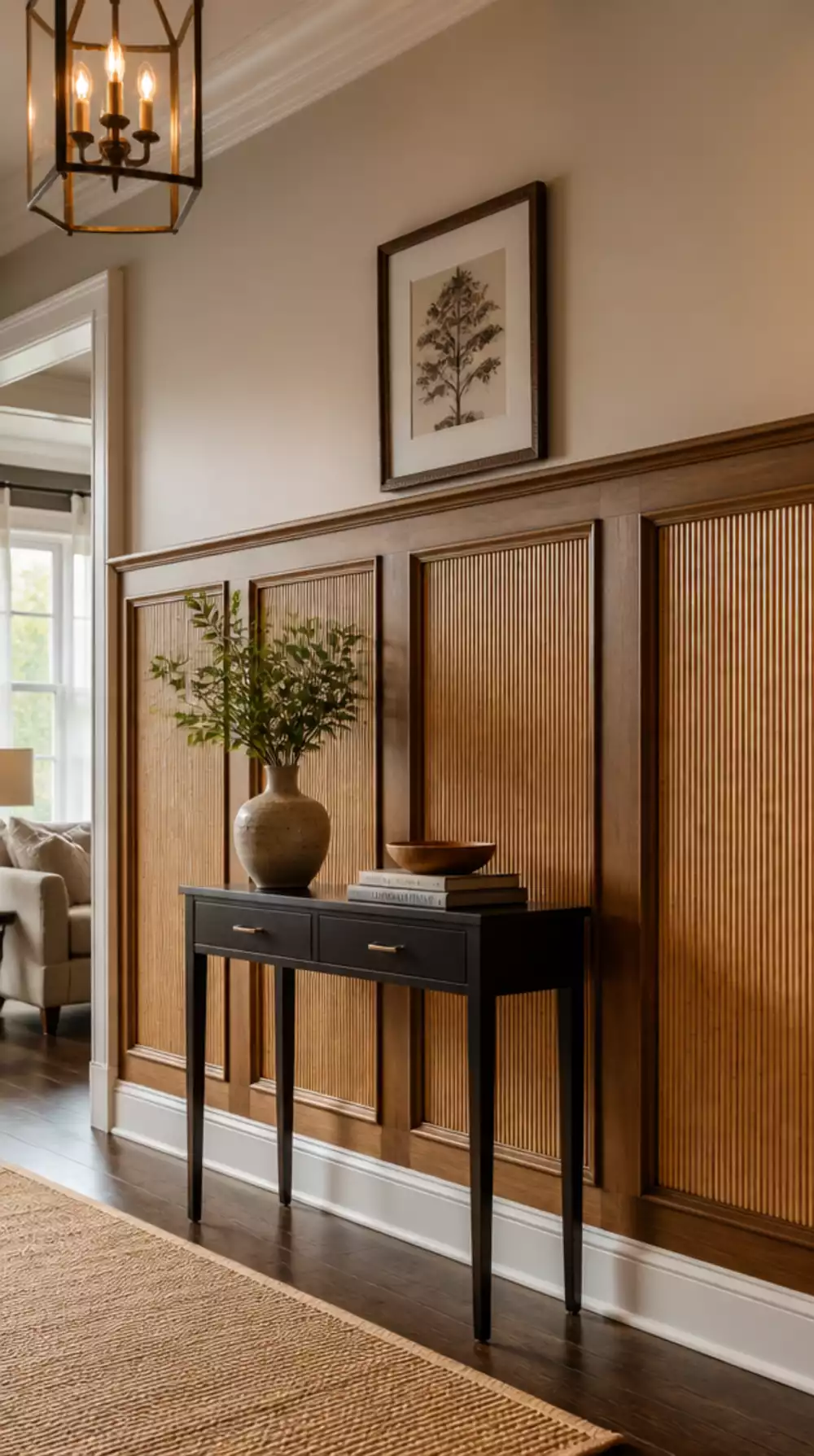 Foyer Wainscoting or Wall Panel That Adds Architectural Depth from Floor Up