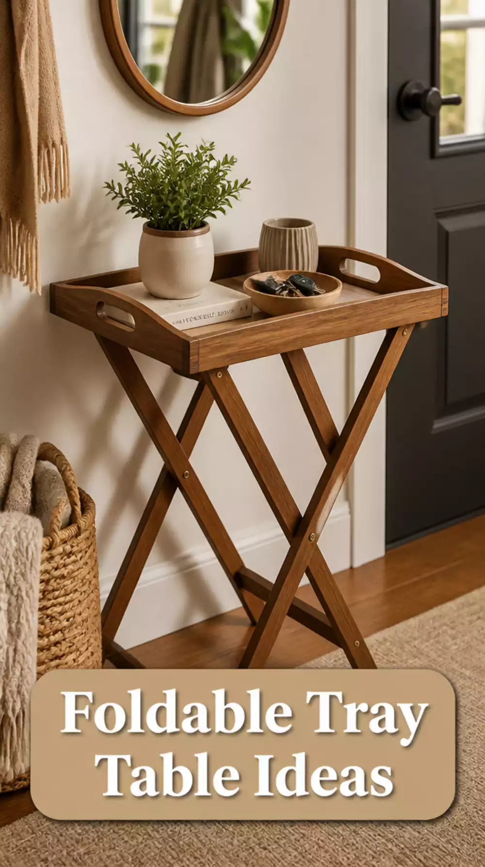 Apartment Entryway Foldable Tray Table That Acts as a Console When Needed