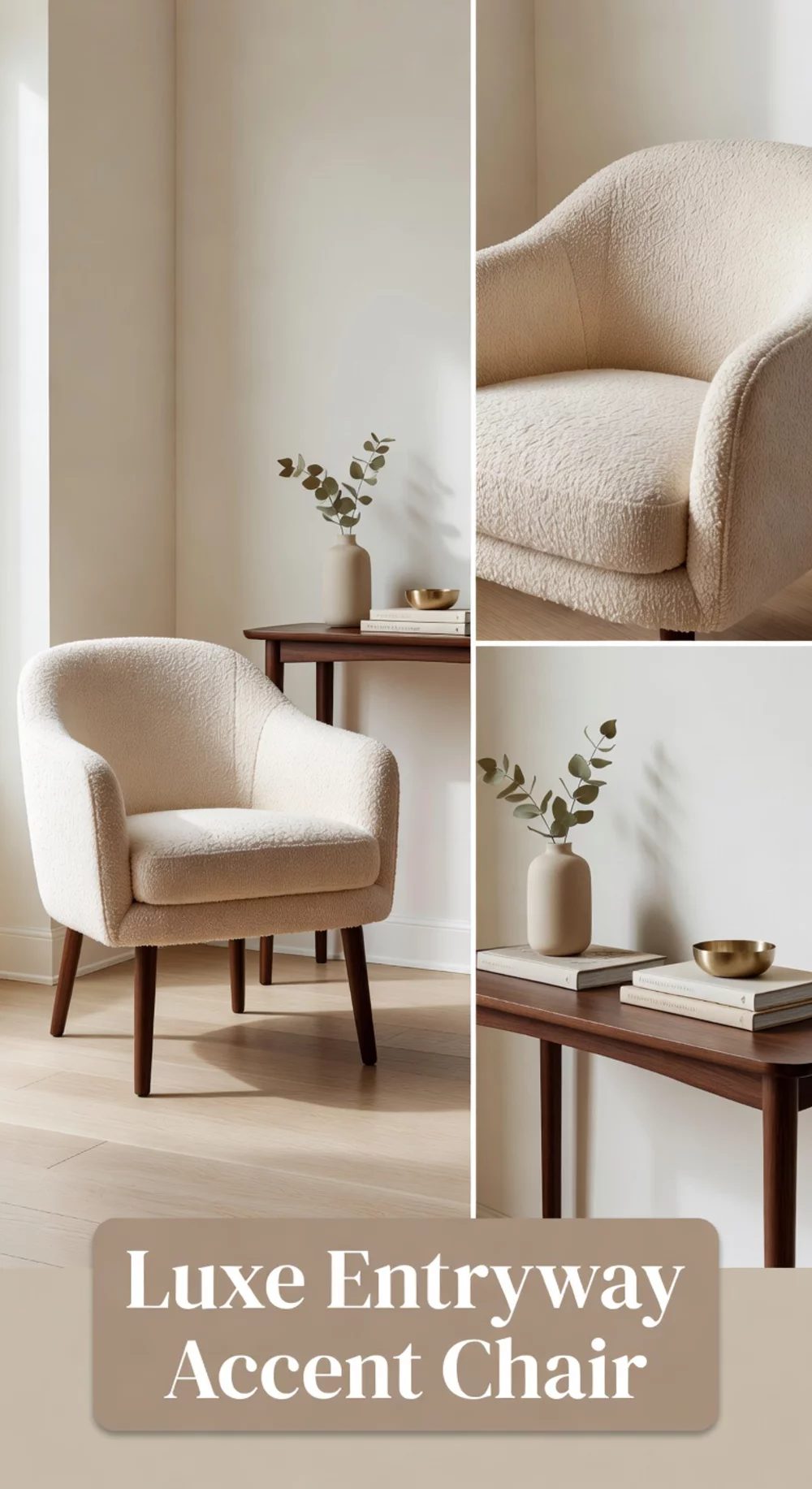 Entryway Accent Chair in a Boucle or Velvet Fabric for a Luxe First Look