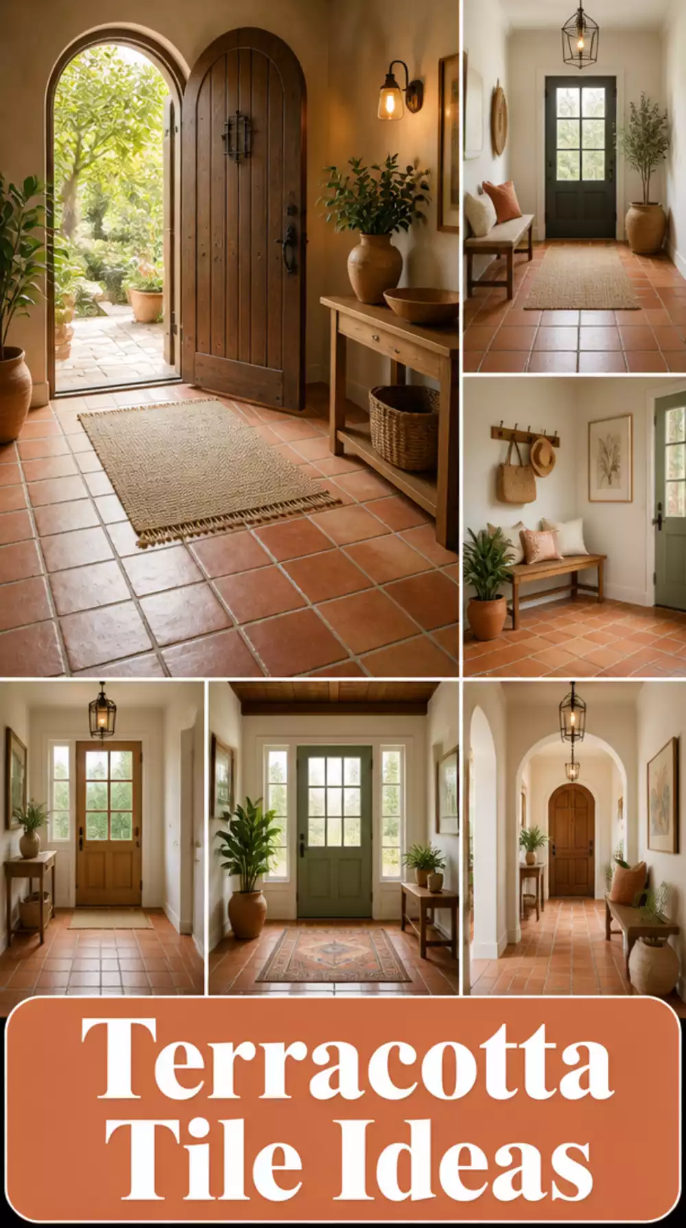 Entryway Terracotta Square Tile That Adds Warmth to a Plain White Hallway
