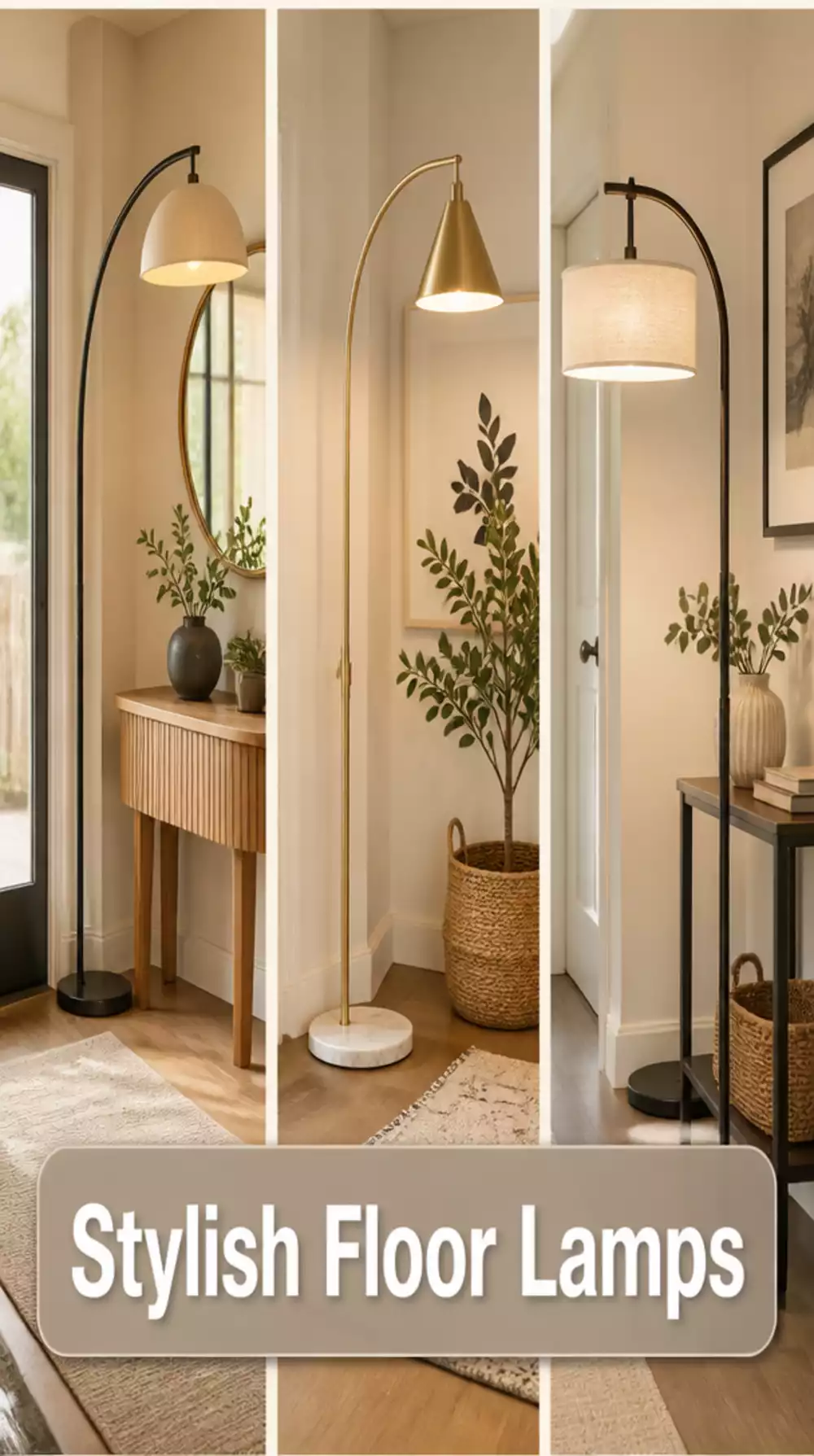 Entryway Floor Lamp in a Slim Arc Style That Fits a Narrow Corner