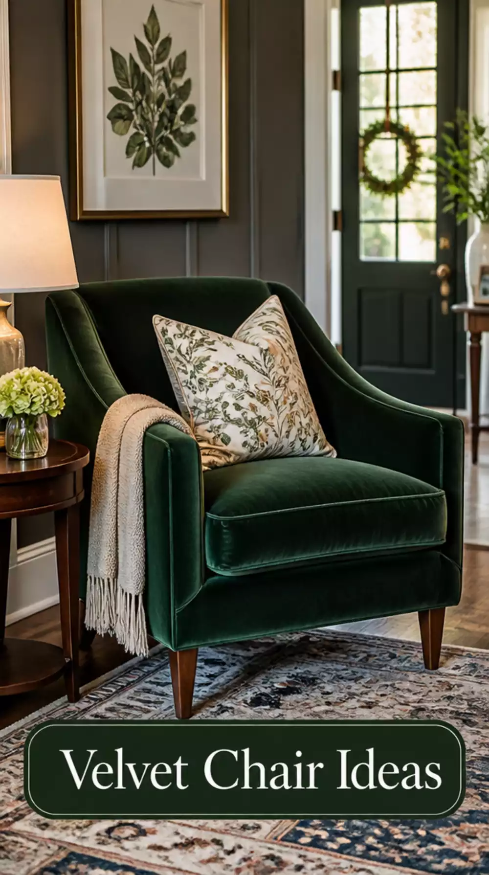 Velvet Accent Chairs: Deep Forest Green or Dusty Rose