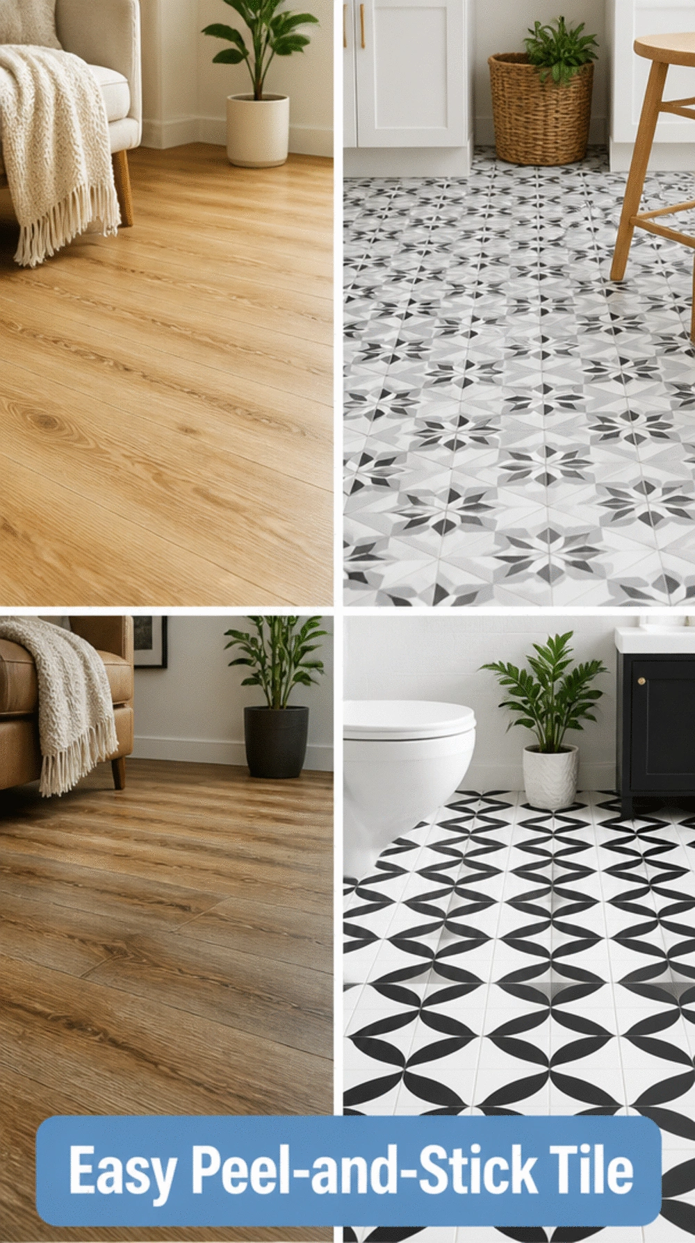 Entryway Peel-and-Stick Tile Floor That Transforms a Plain Vinyl in an Hour