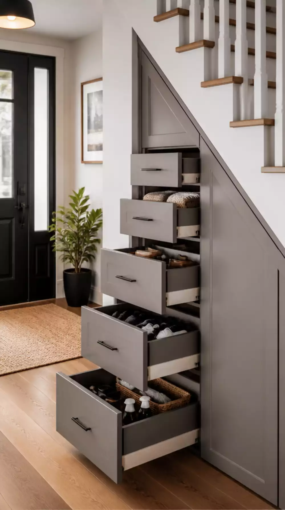 Under-Stair Drawer Tower That Uses the Deepest Part of the Triangle Space