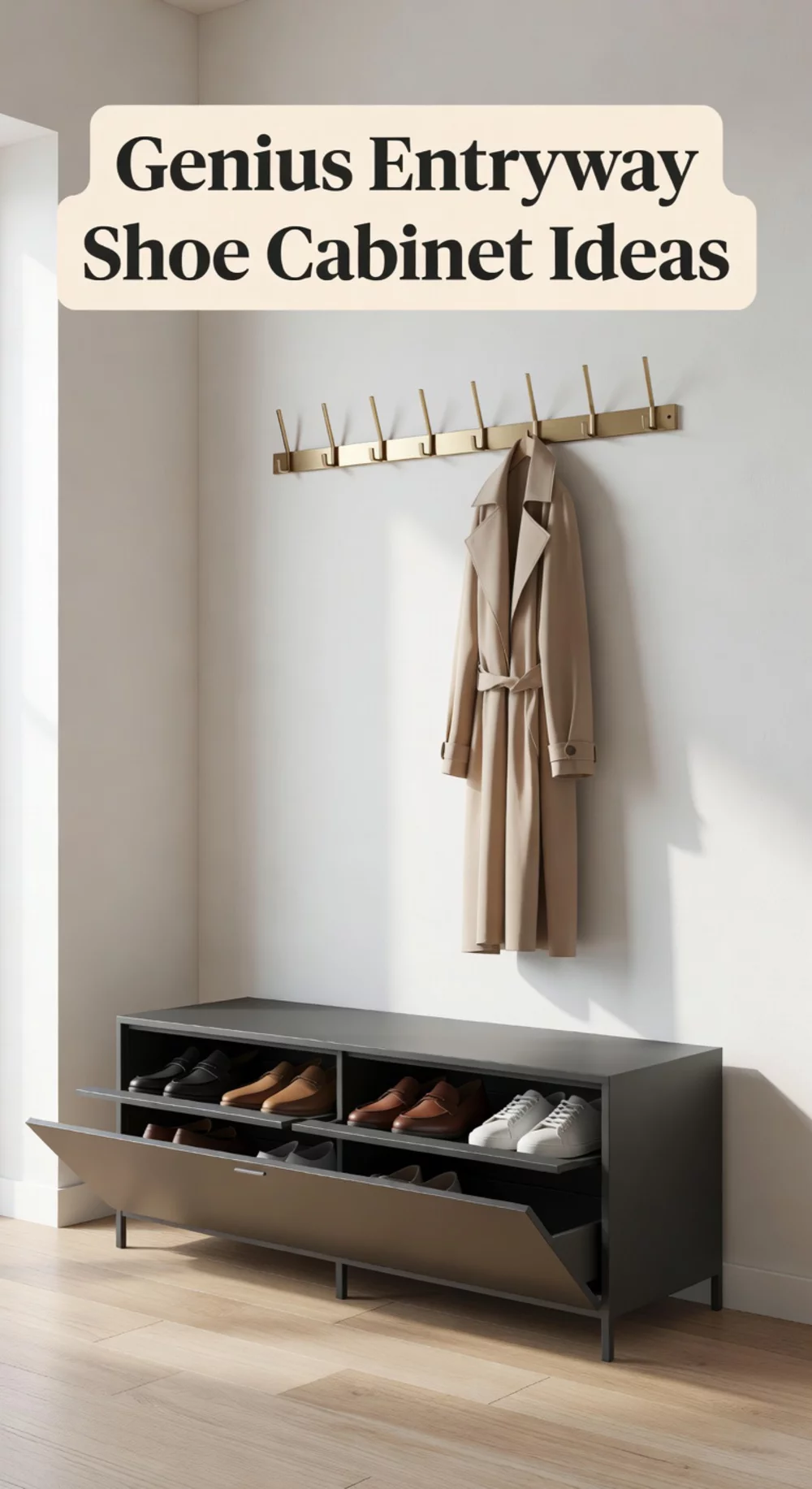 Entryway Flip-Door Shoe Cabinets for Slim Spaces