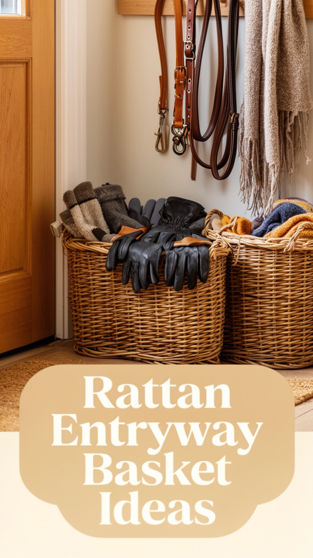 Rattan Entryway Basket That Corrals Dog Leads, Gloves, and Loose Scarves