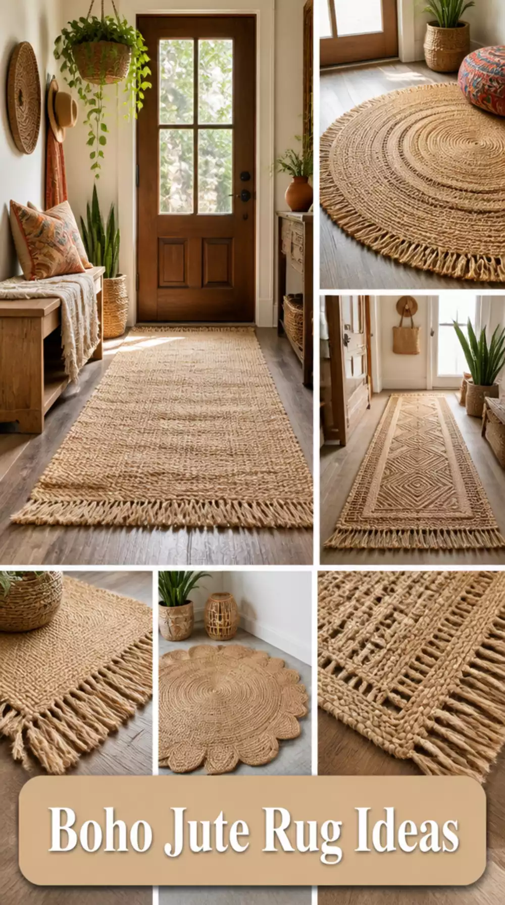 Entryway Jute Rug with Fringed Edges That Adds a Boho Organic Touch
