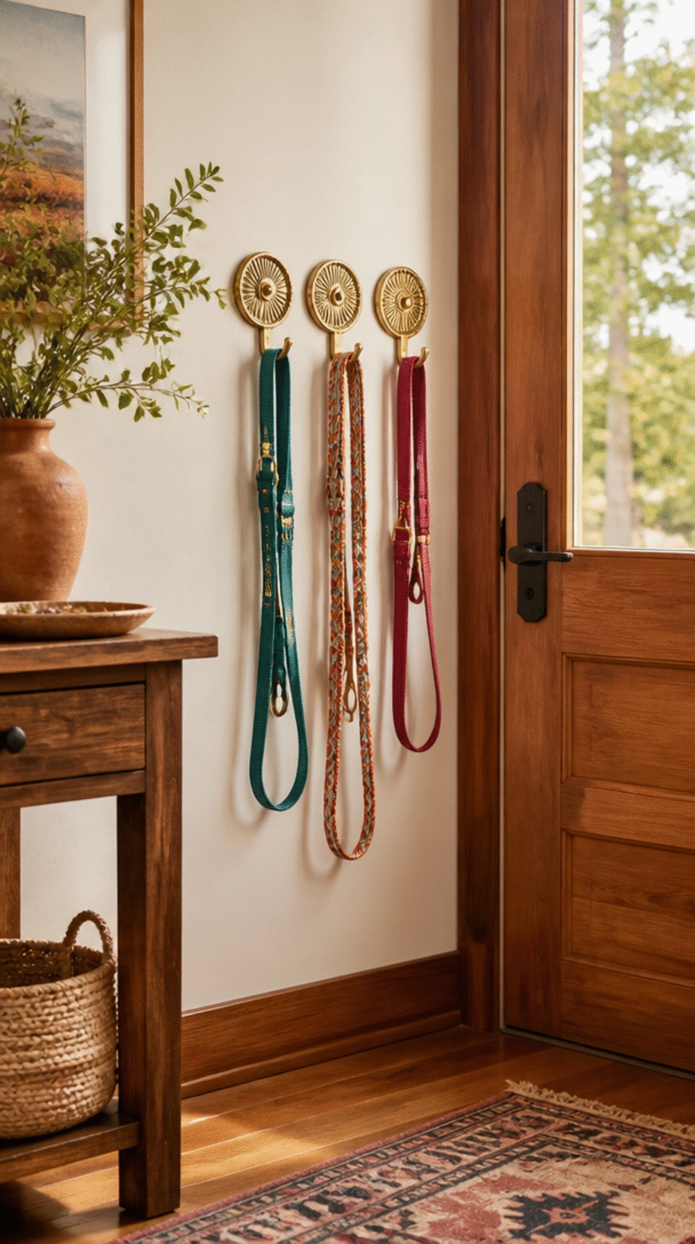 Entryway Dog Lead Hook Mounted at Door Height for Quick Daily Grab