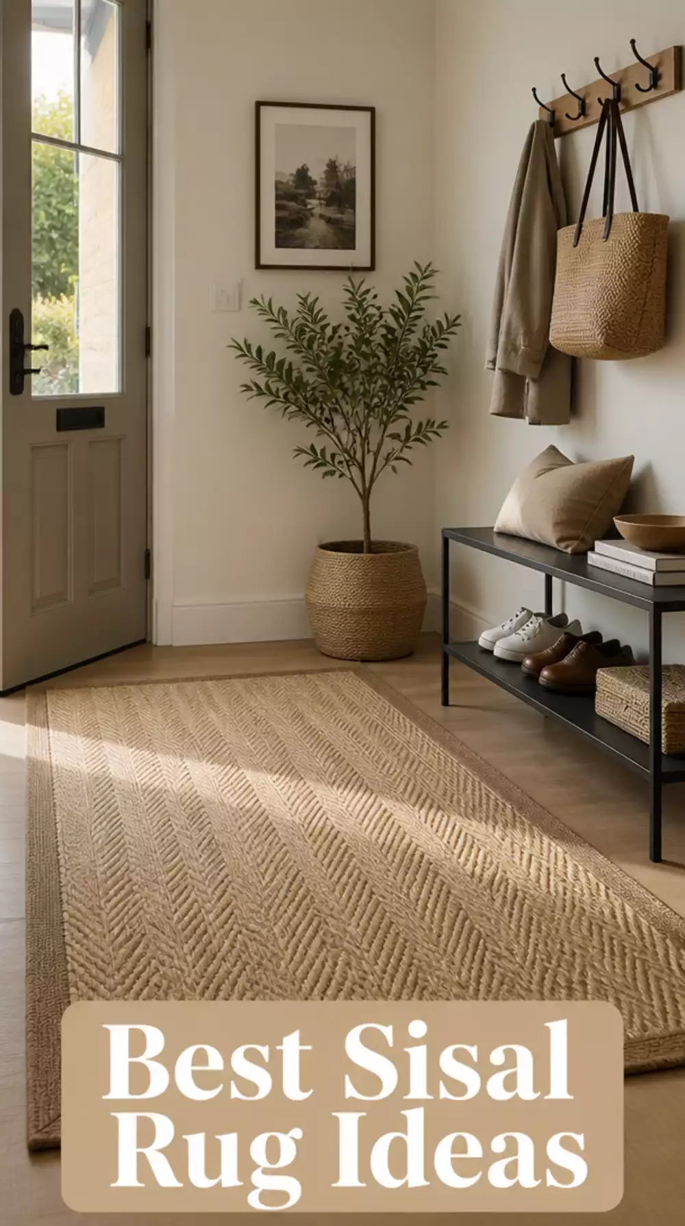 Entryway Sisal Rug in a Herringbone Weave That Works in Any Neutral Hall